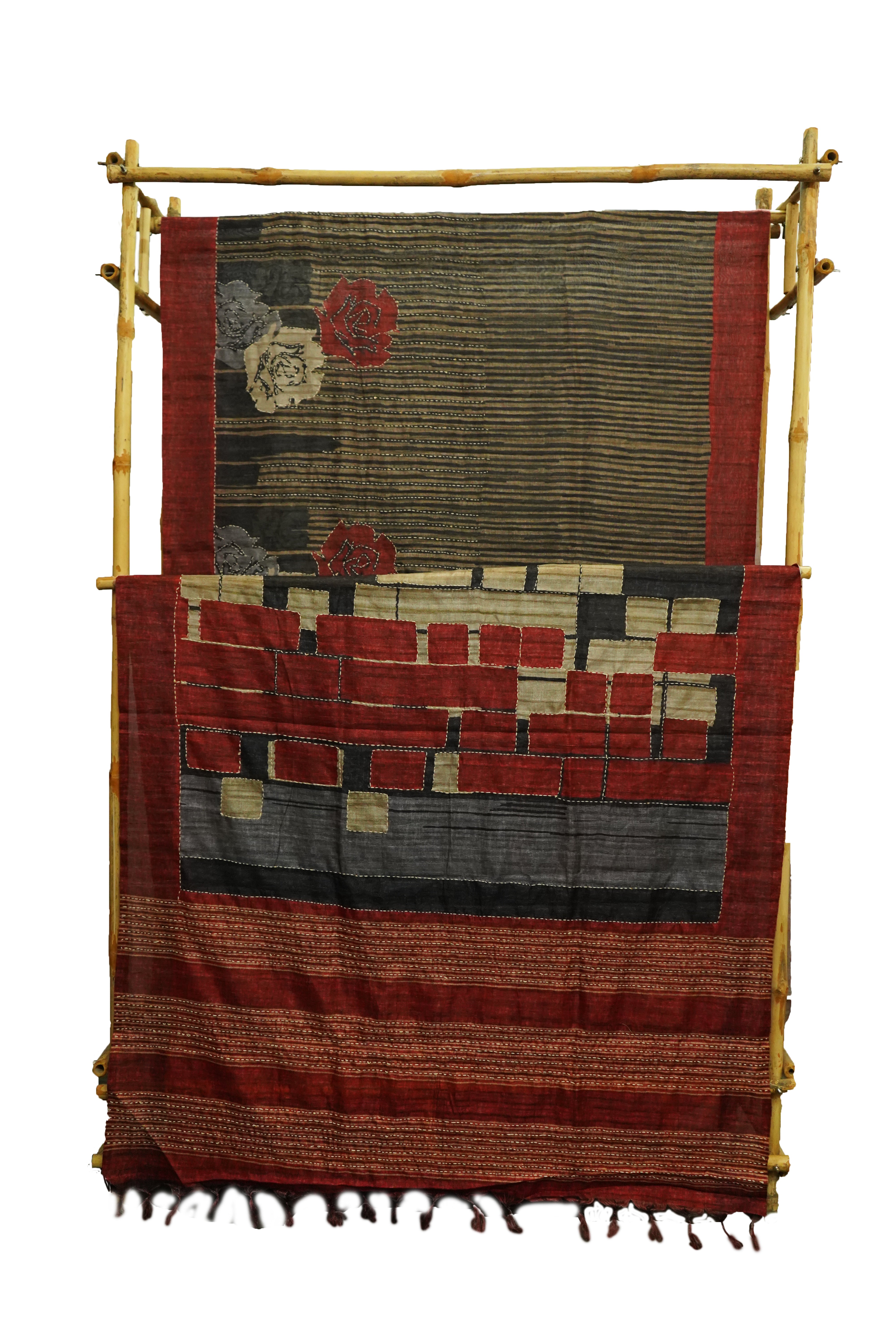 Pure Kosa Silk Saree with Hand Kantha Work