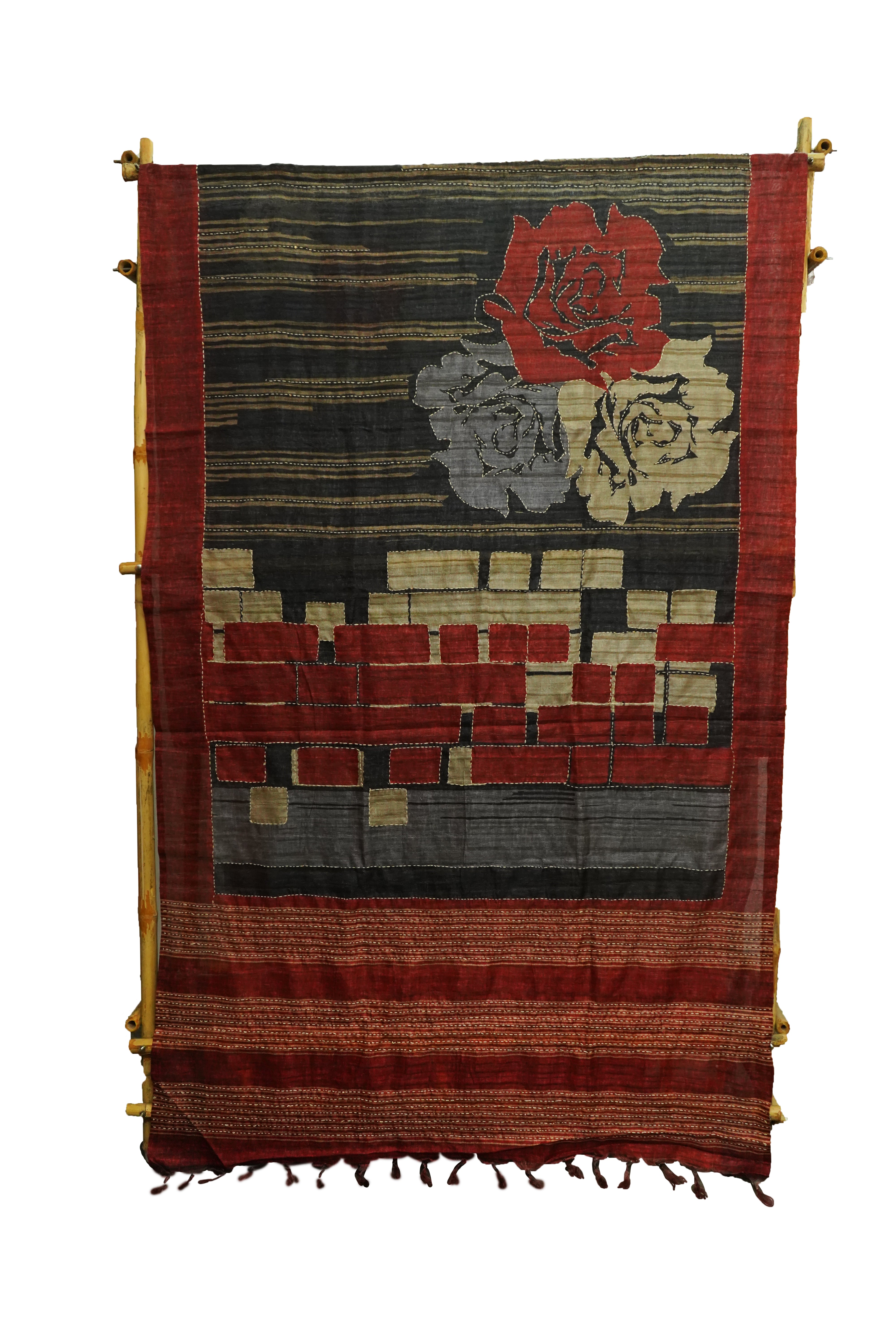 Pure Kosa Silk Saree with Hand Kantha Work