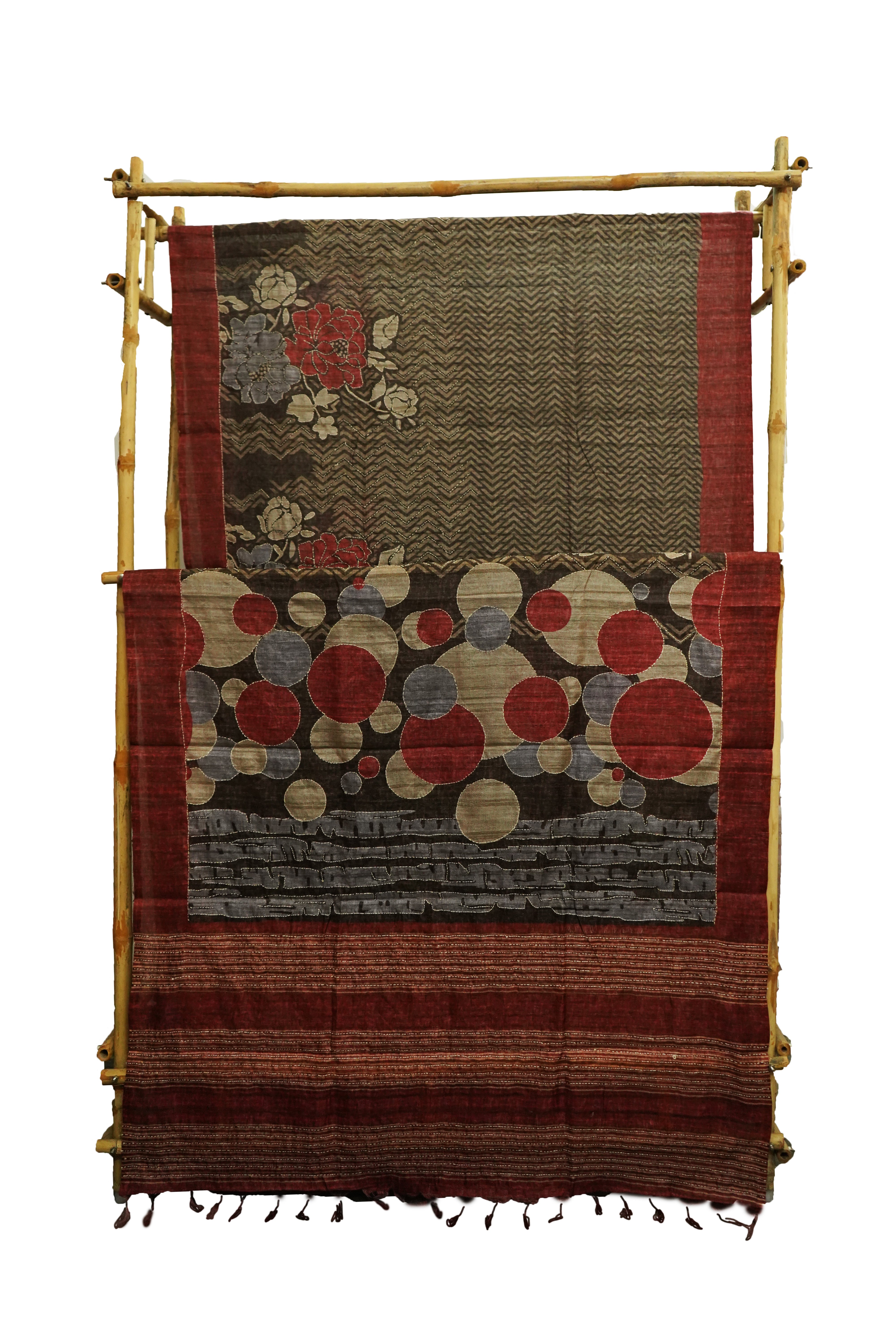 Pure Kosa Silk Saree with Hand Kantha Work