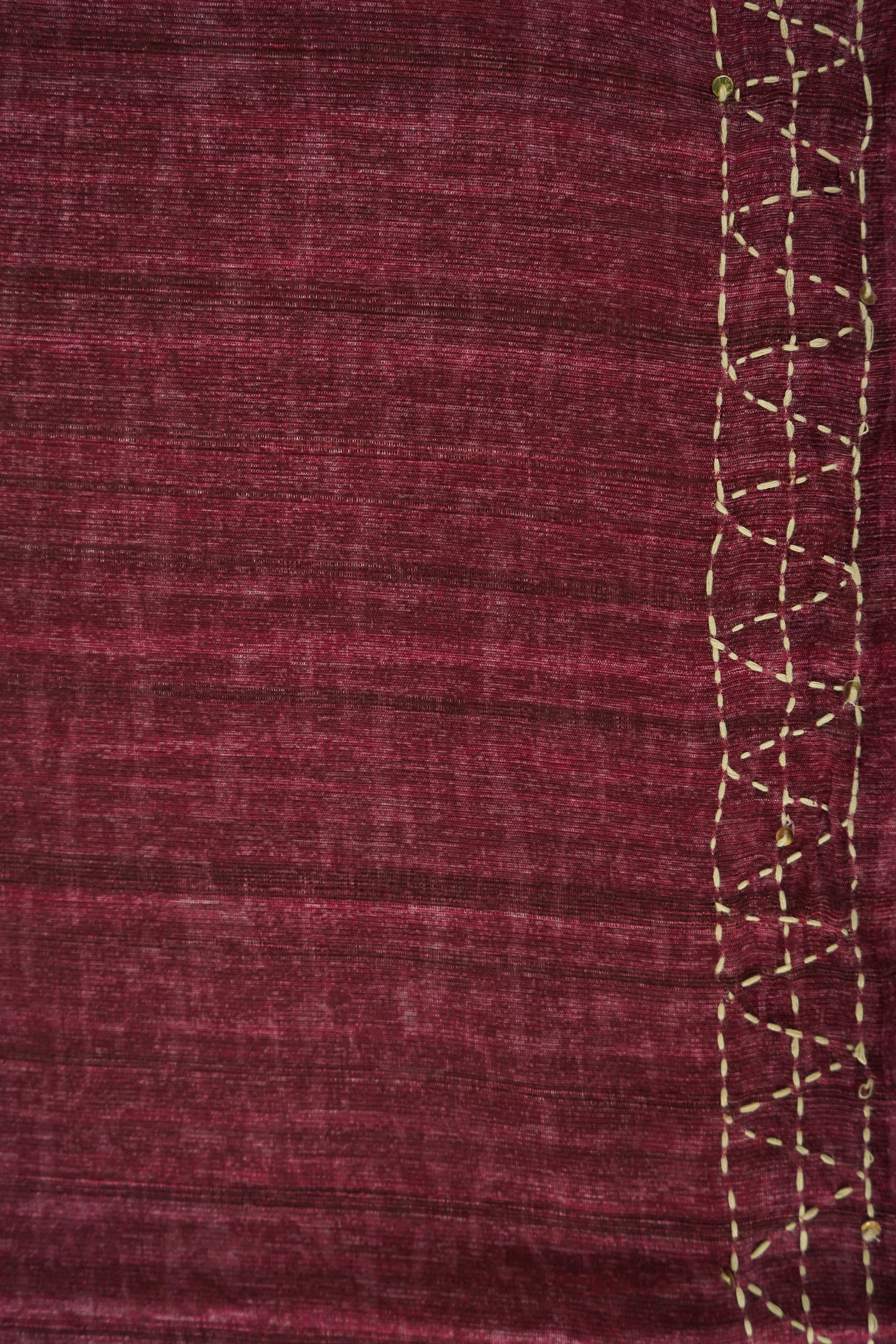 Pure Kosa Silk Saree with Hand Kantha Work
