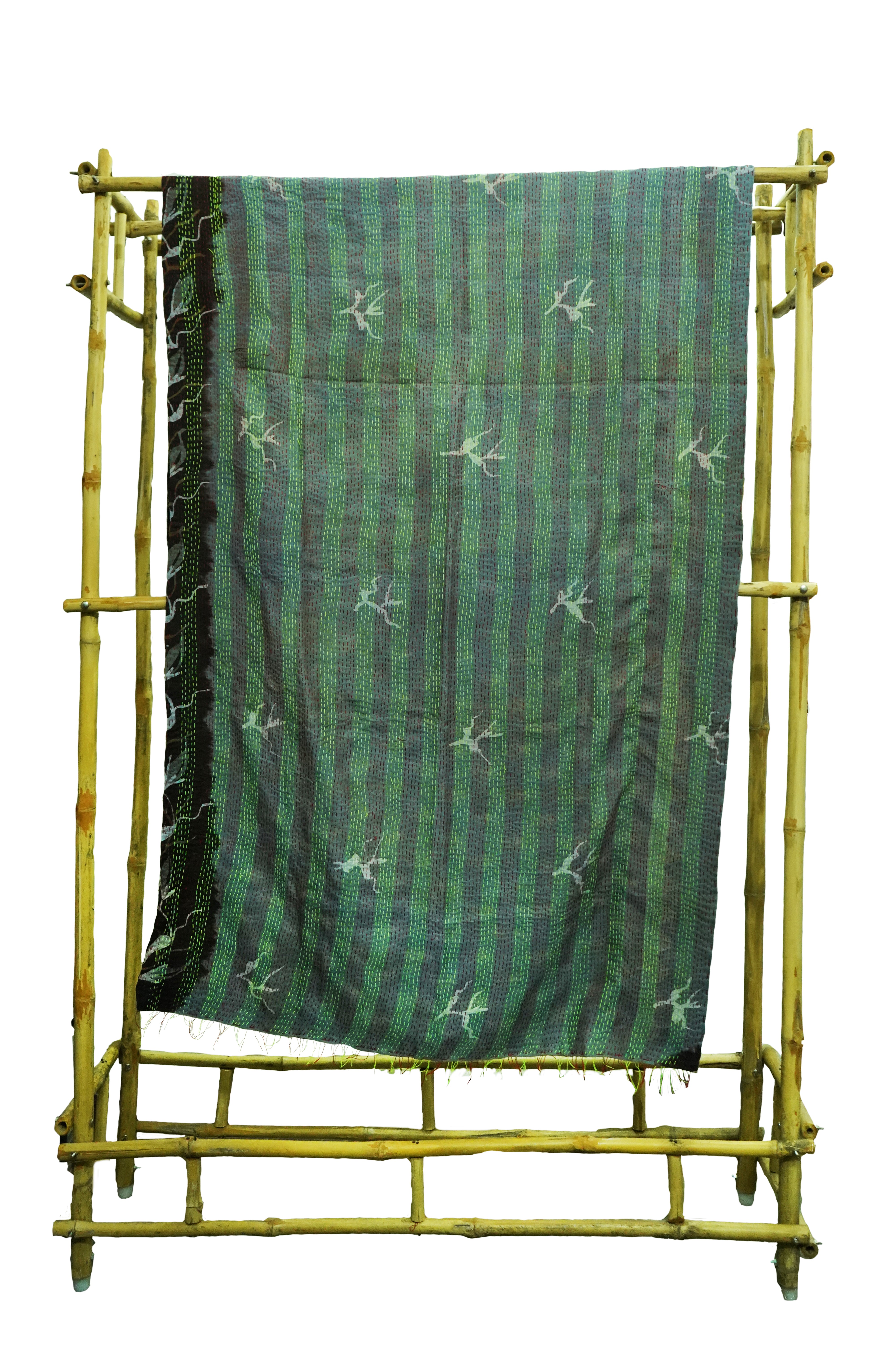 Reversible Handcrafted Silk Kantha Dupatta