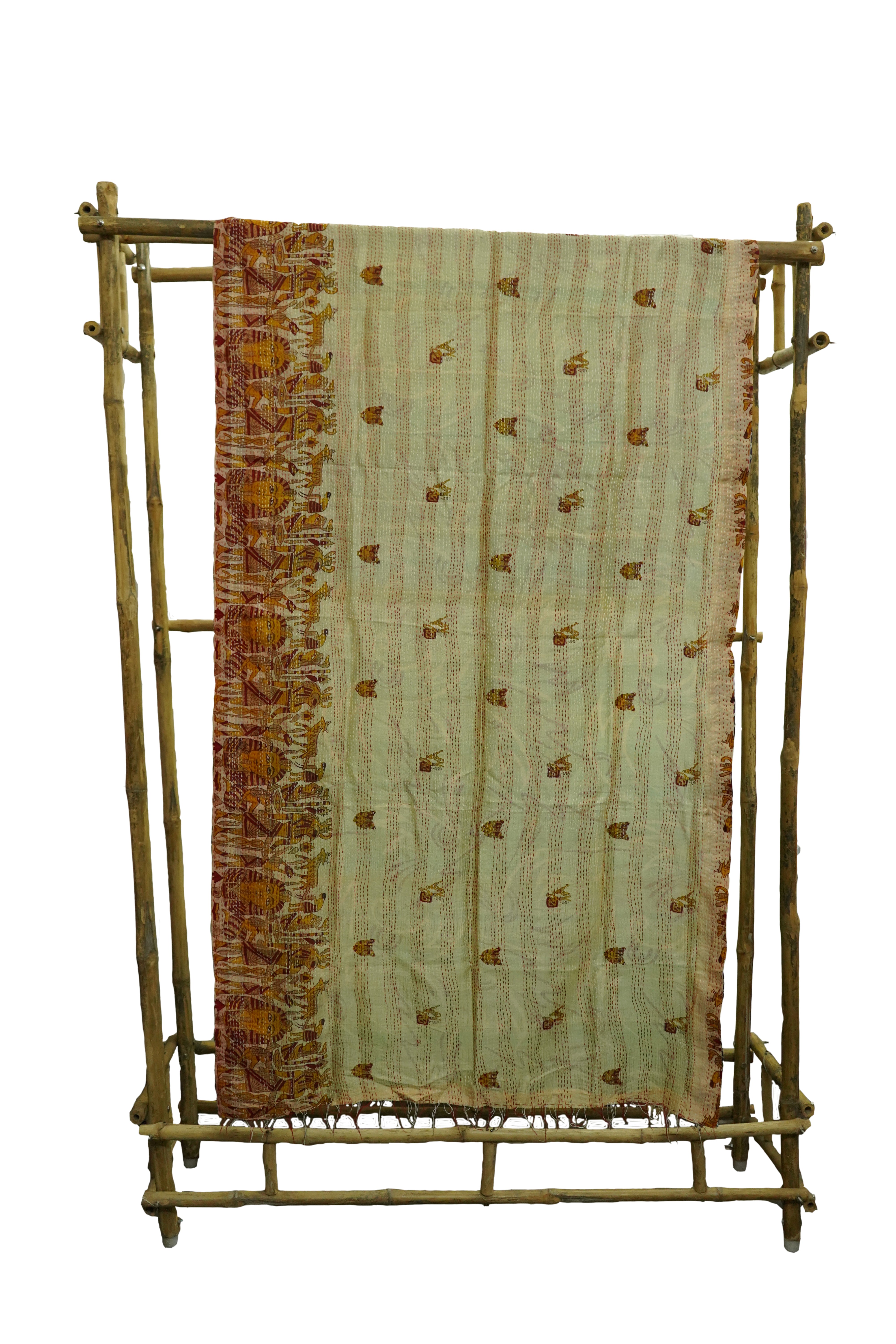 Reversible Pure Silk Kantha Work Dupatta