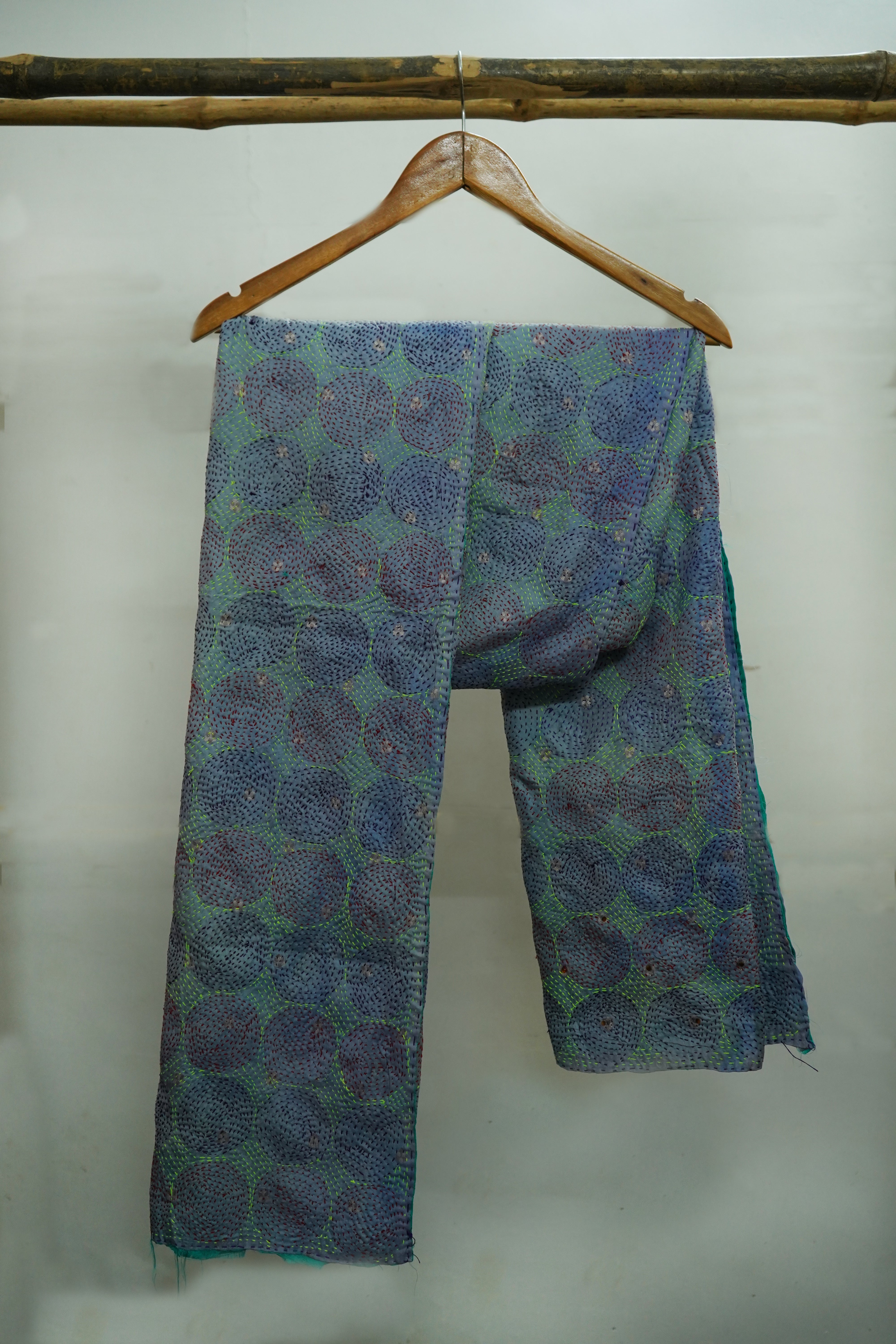 Reversible Pure Silk Kantha Work Dupatta