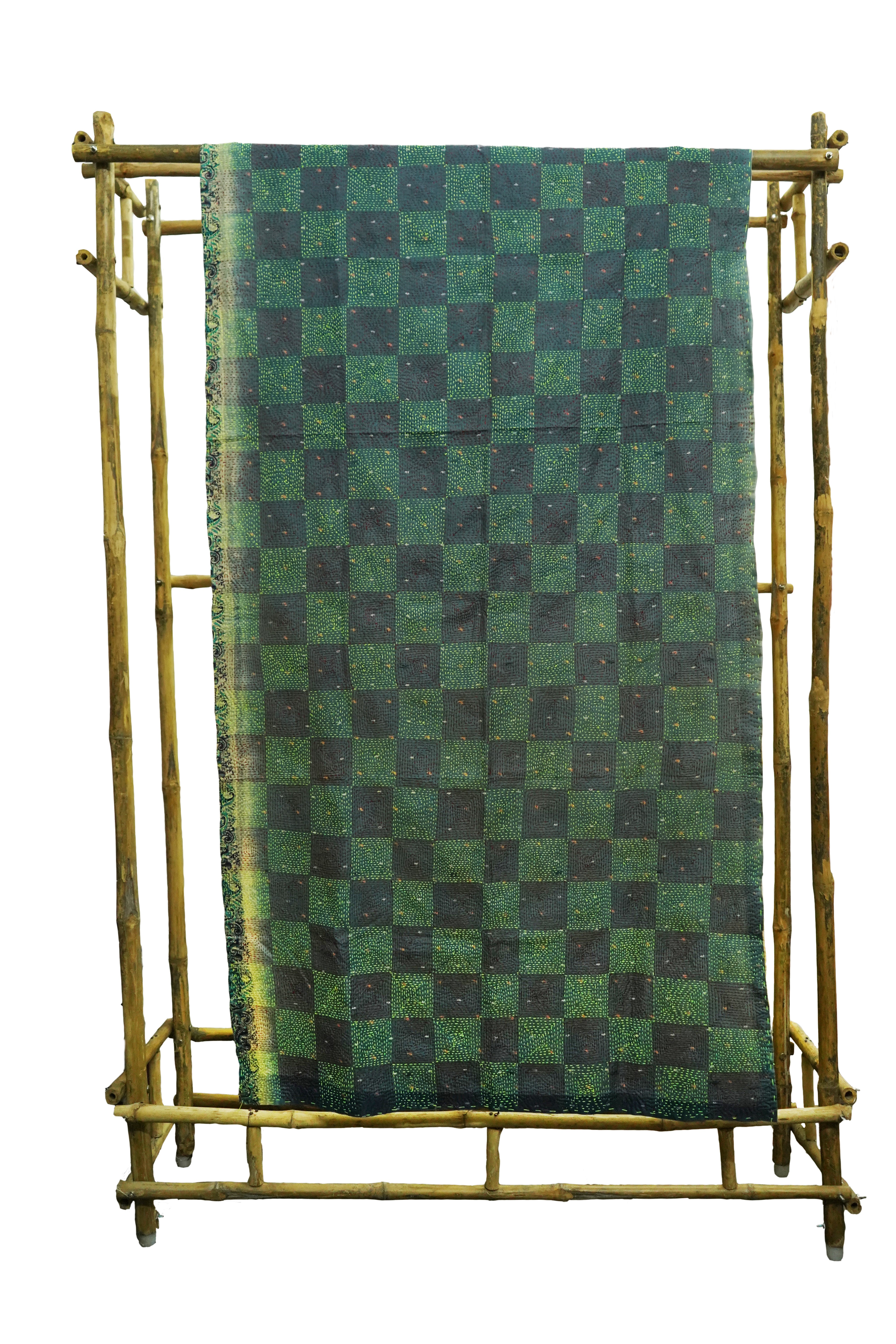 Reversible Handcrafted Kantha Work Silk Dupatta
