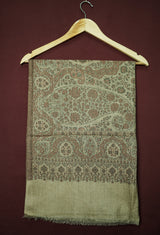 Pure Pashmina Handwoven Beige Brown Kani Work Shawl