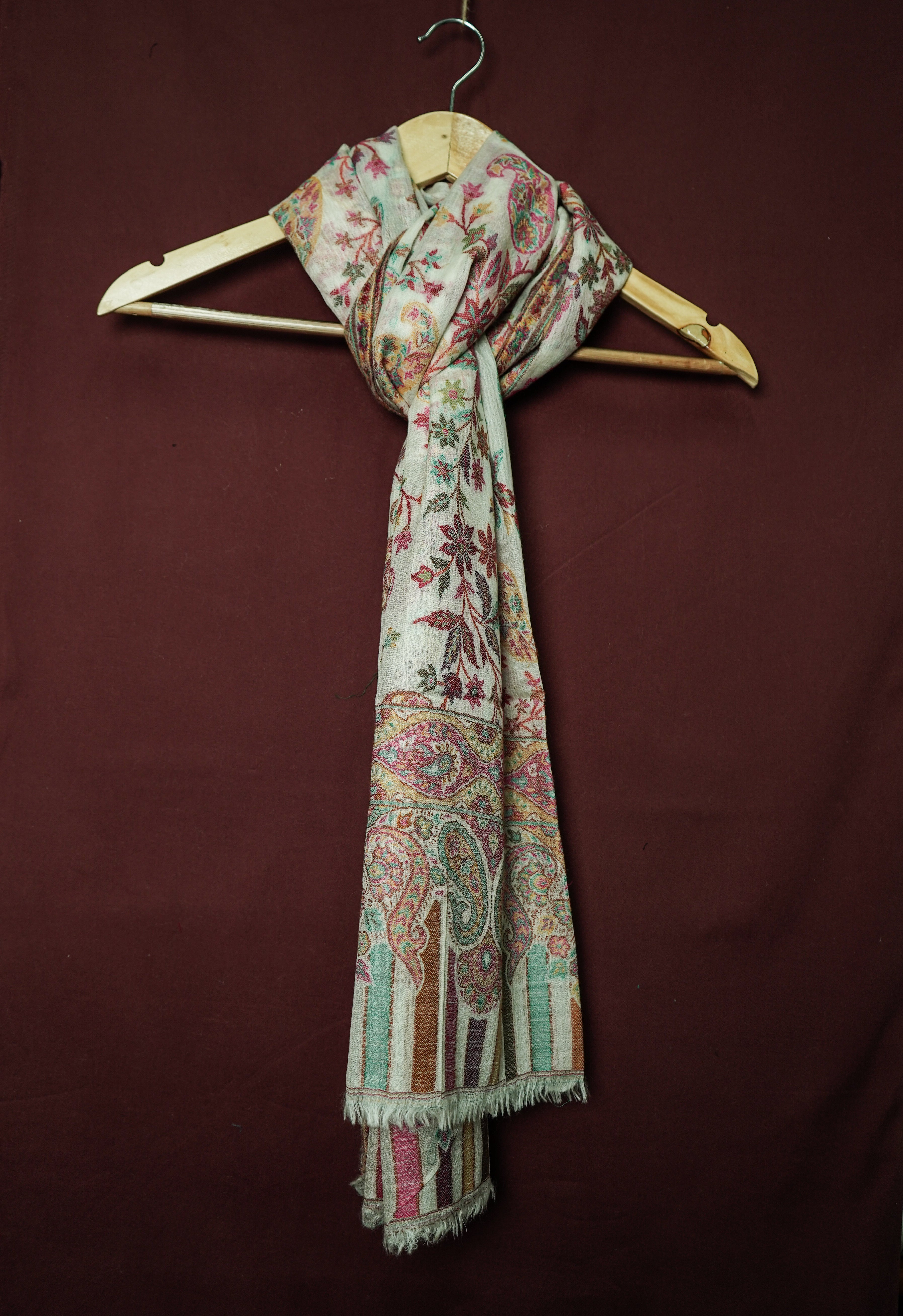 Pure Pashmina Handwoven Kani Work Shawl – Golden Yellow with Multicolour