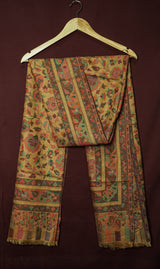 Handwoven Pure Kashmiri Pashmina Kani Work Shawl – Golden Yellow with Multicolour