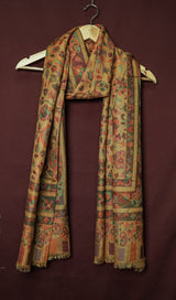 Handwoven Pure Kashmiri Pashmina Kani Work Shawl – Golden Yellow with Multicolour