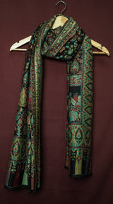 Handwoven Pure Kashmiri Pashmina Kani Work Shawl – Black with Multicolour