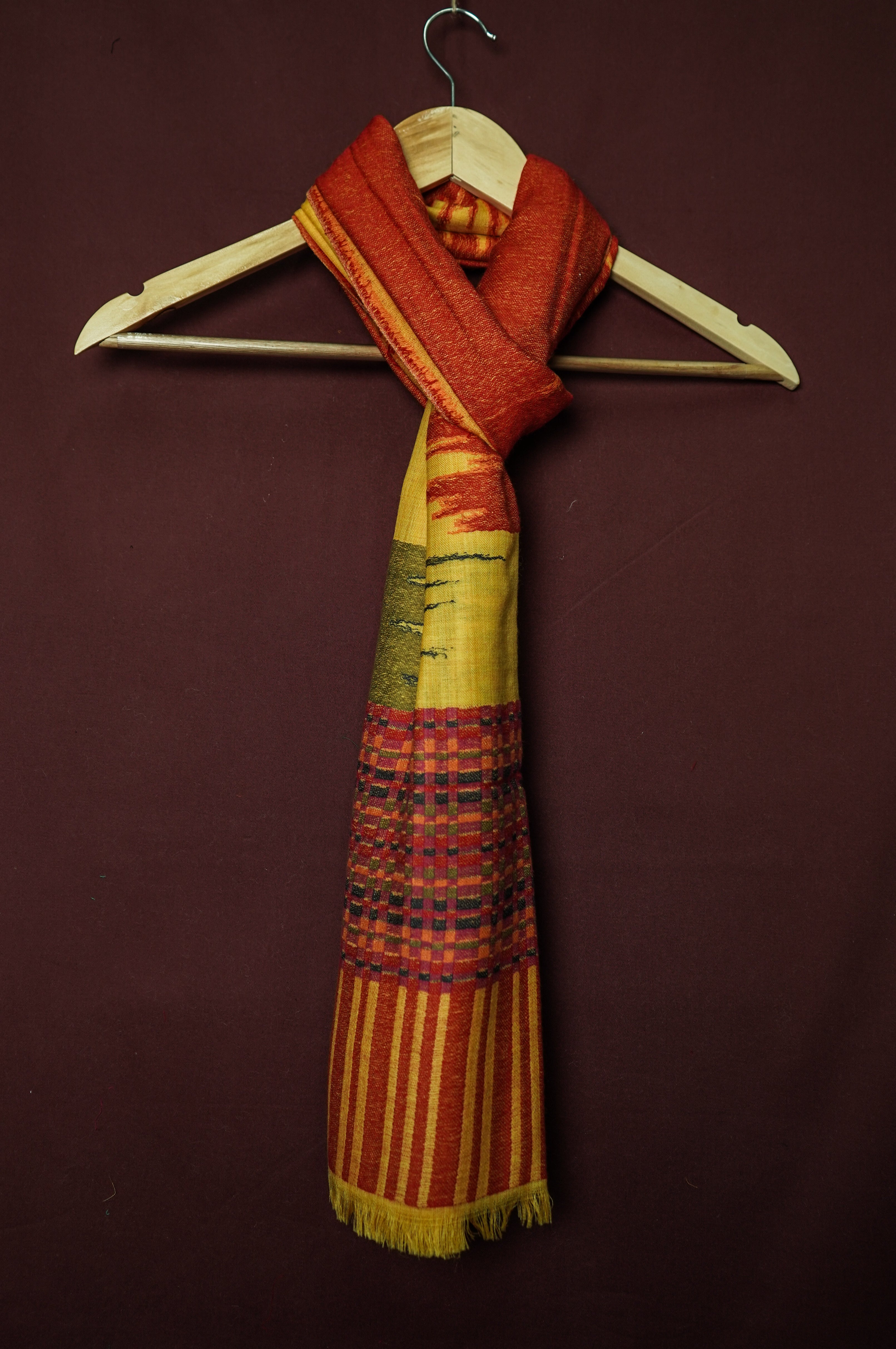 Handwoven Pure Kashmiri Pashmina Kani Work Shawl – Yellow with Multicolour Blend