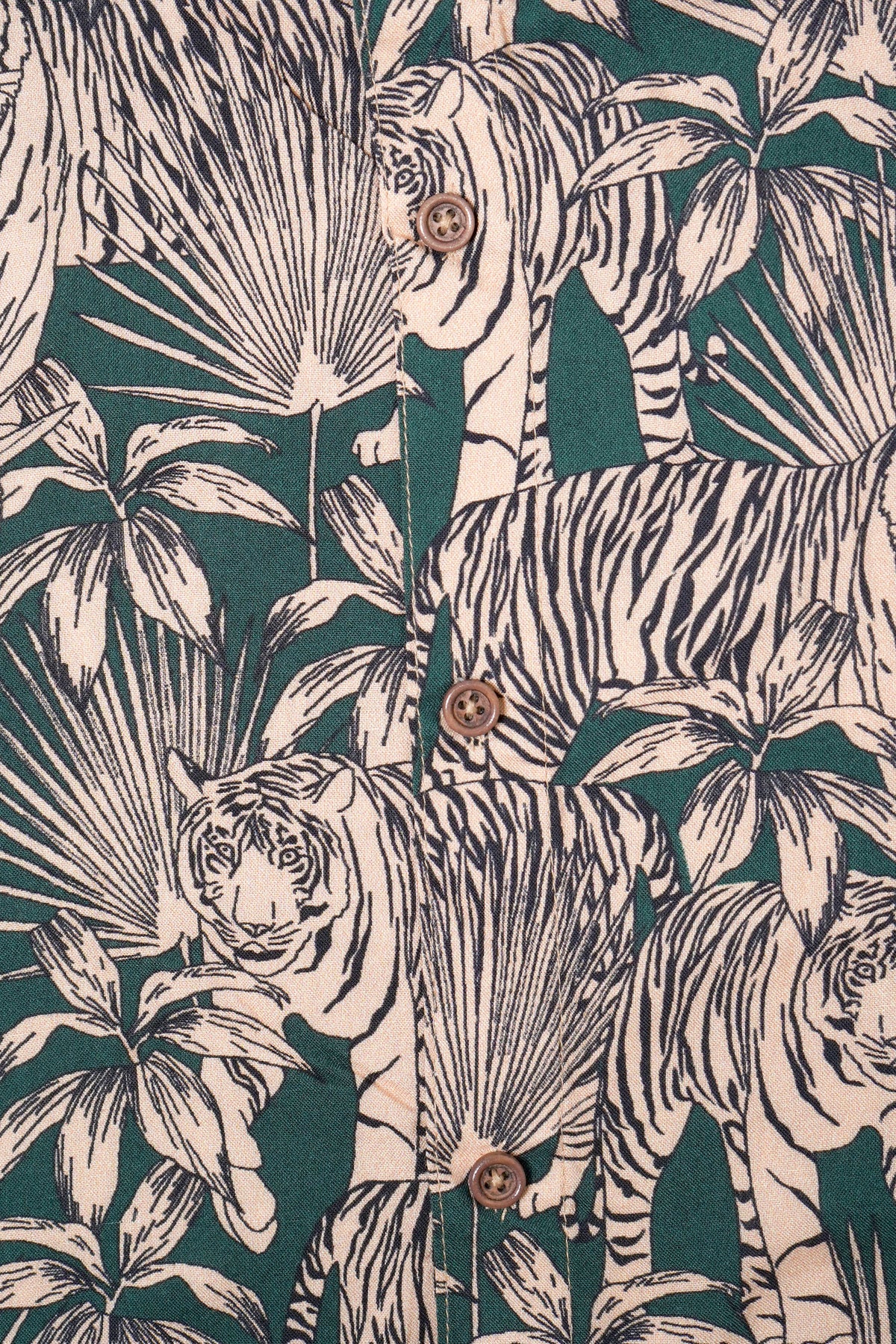 Men's Tropical Tiger Print Cotton Blend Half Sleeve Shirt