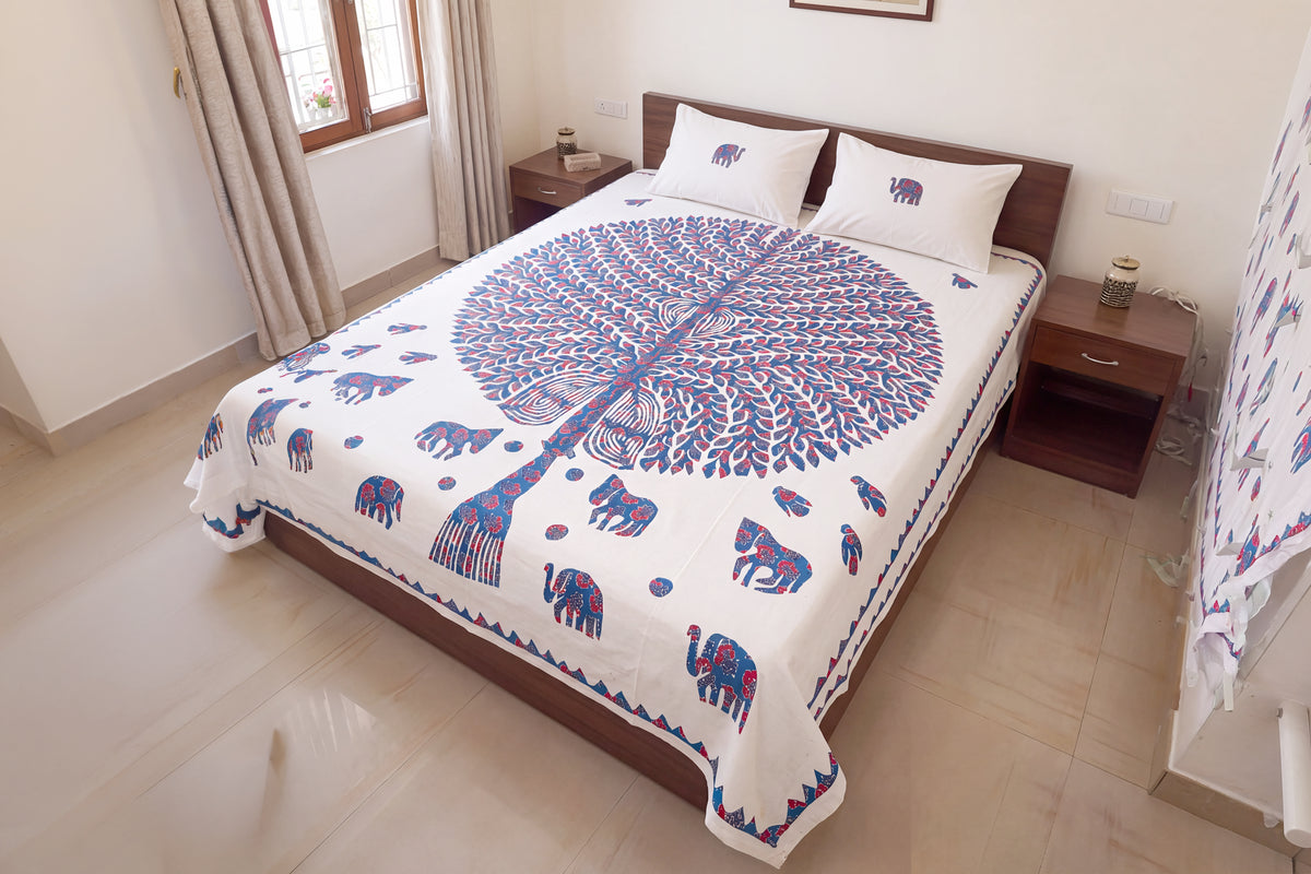 Cotton Appliqué Tree of Life Double Bedsheet
