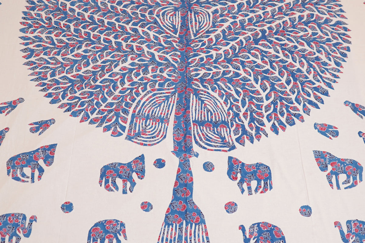 Cotton Appliqué Tree of Life Double Bedsheet