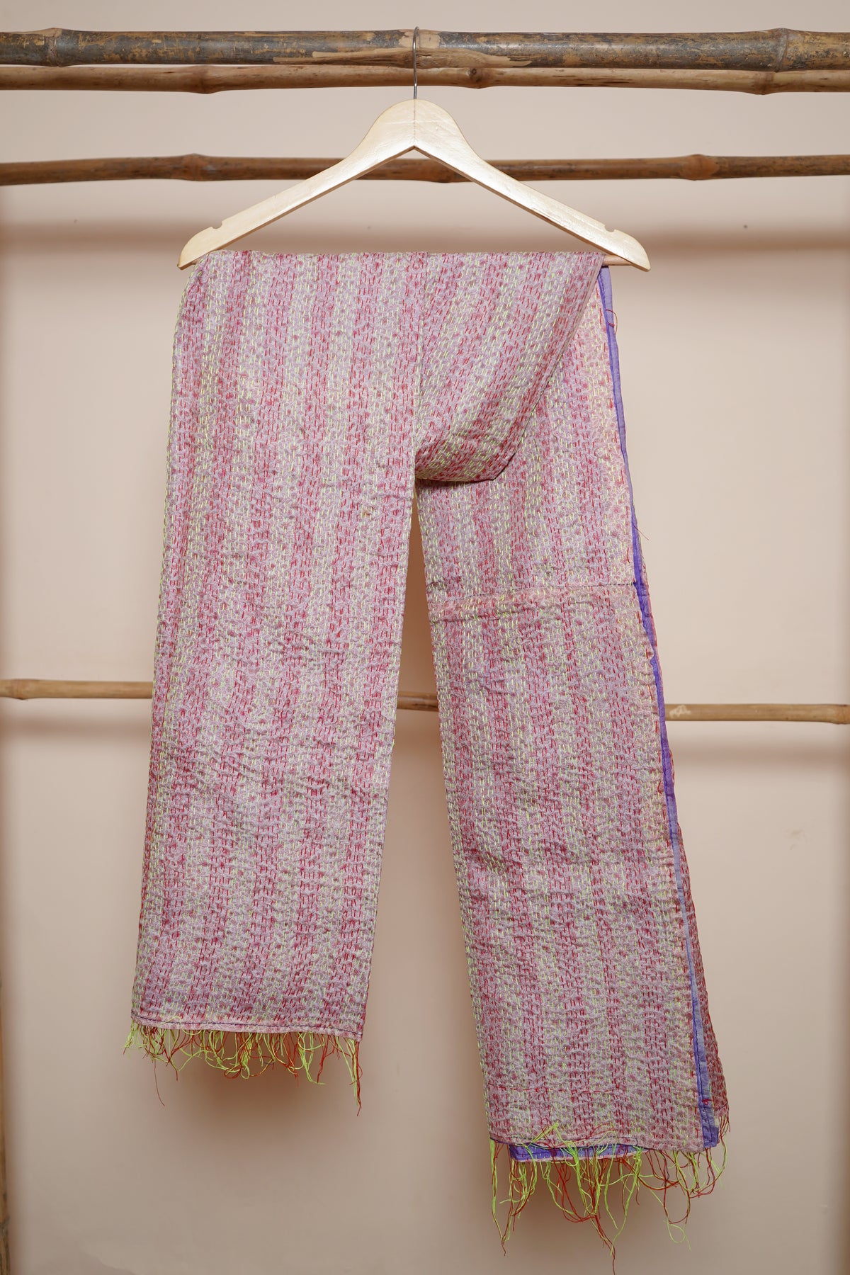 Reversible Pure Silk Kantha Handcrafted Dupatta