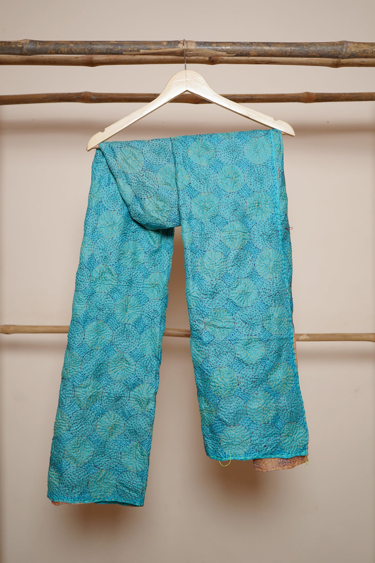Reversible Handcrafted Kantha Work Silk Dupatta
