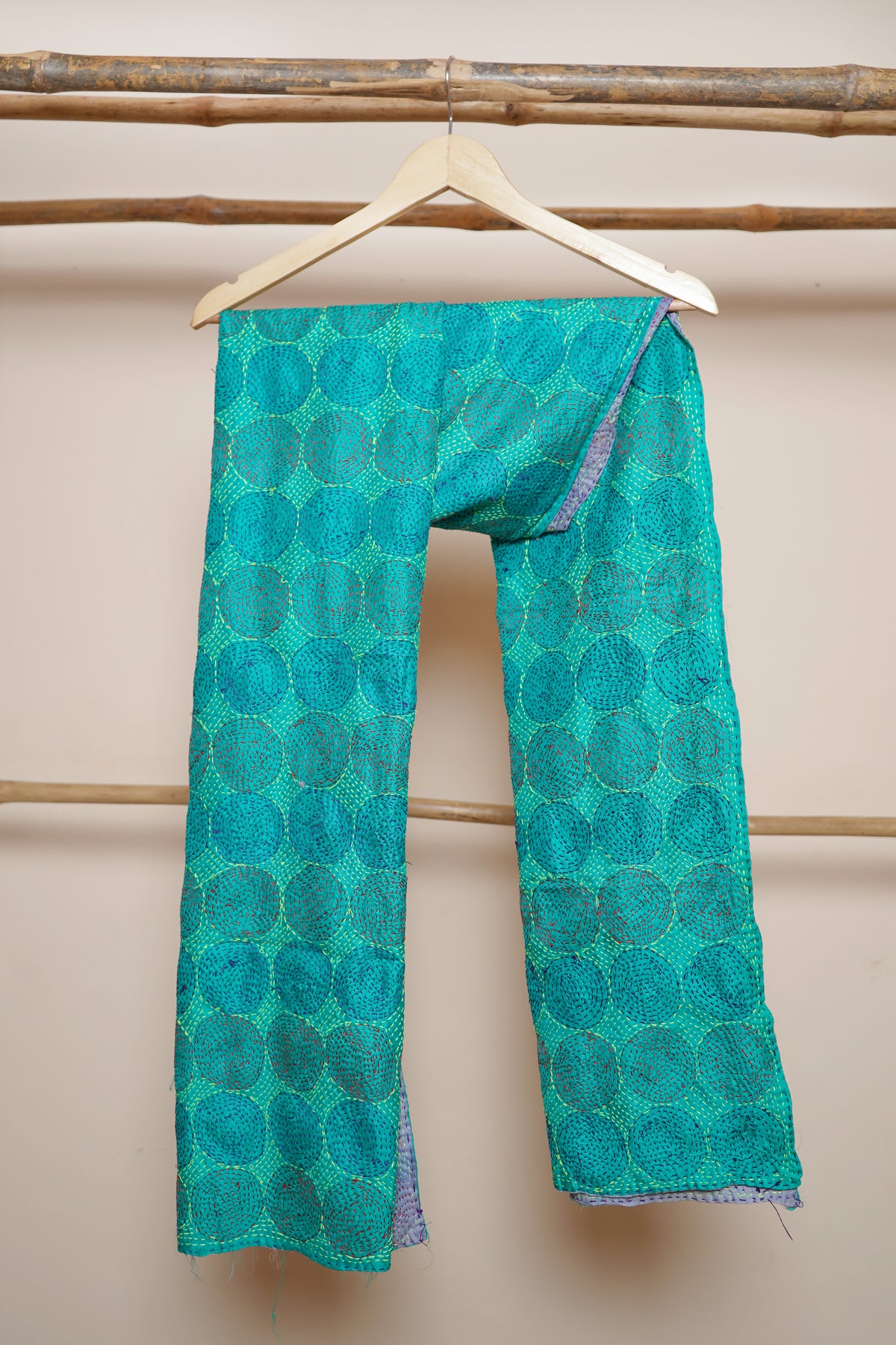 Reversible Pure Silk Kantha Work Dupatta