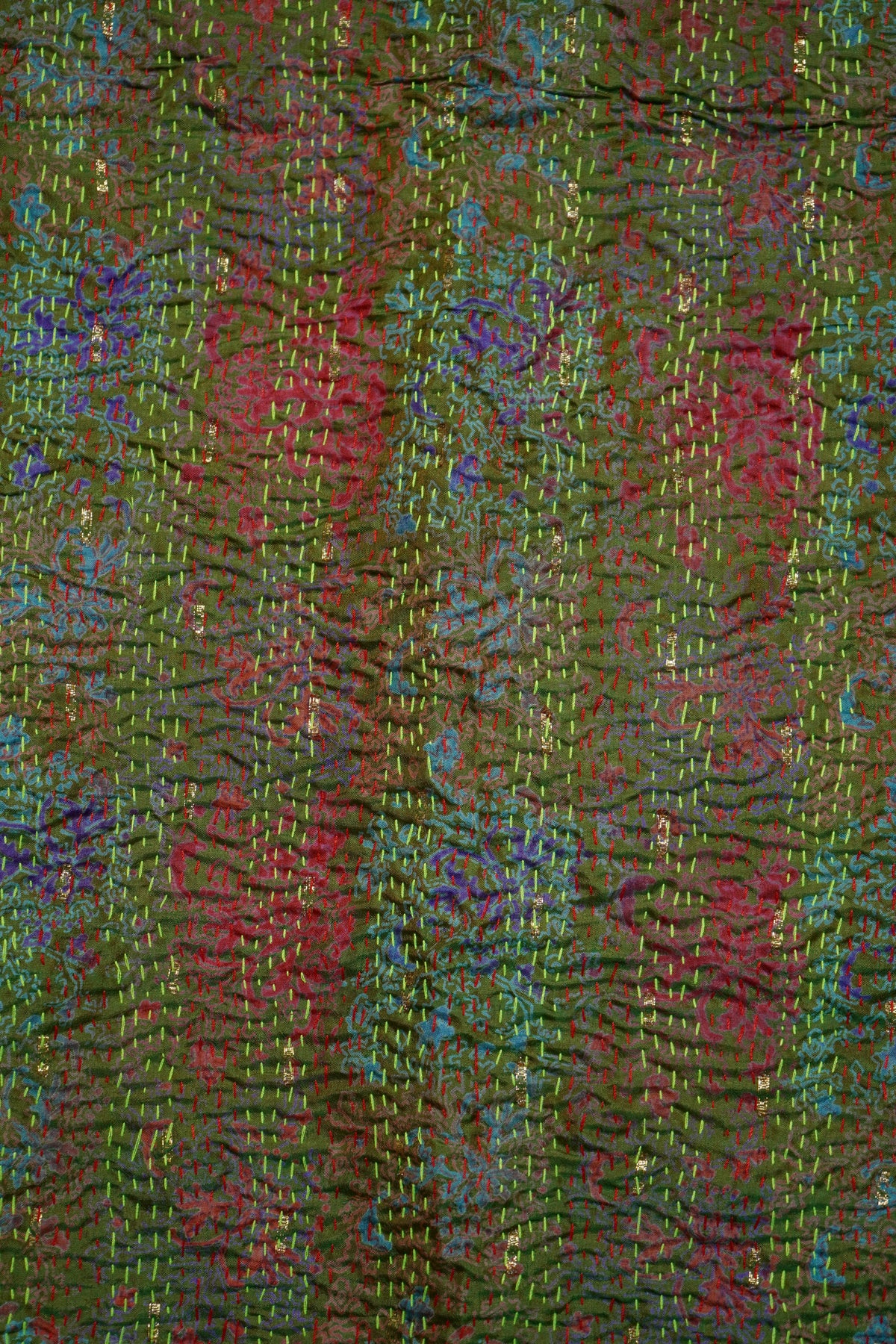 Reversible Handcrafted Kantha Work Silk Dupatta