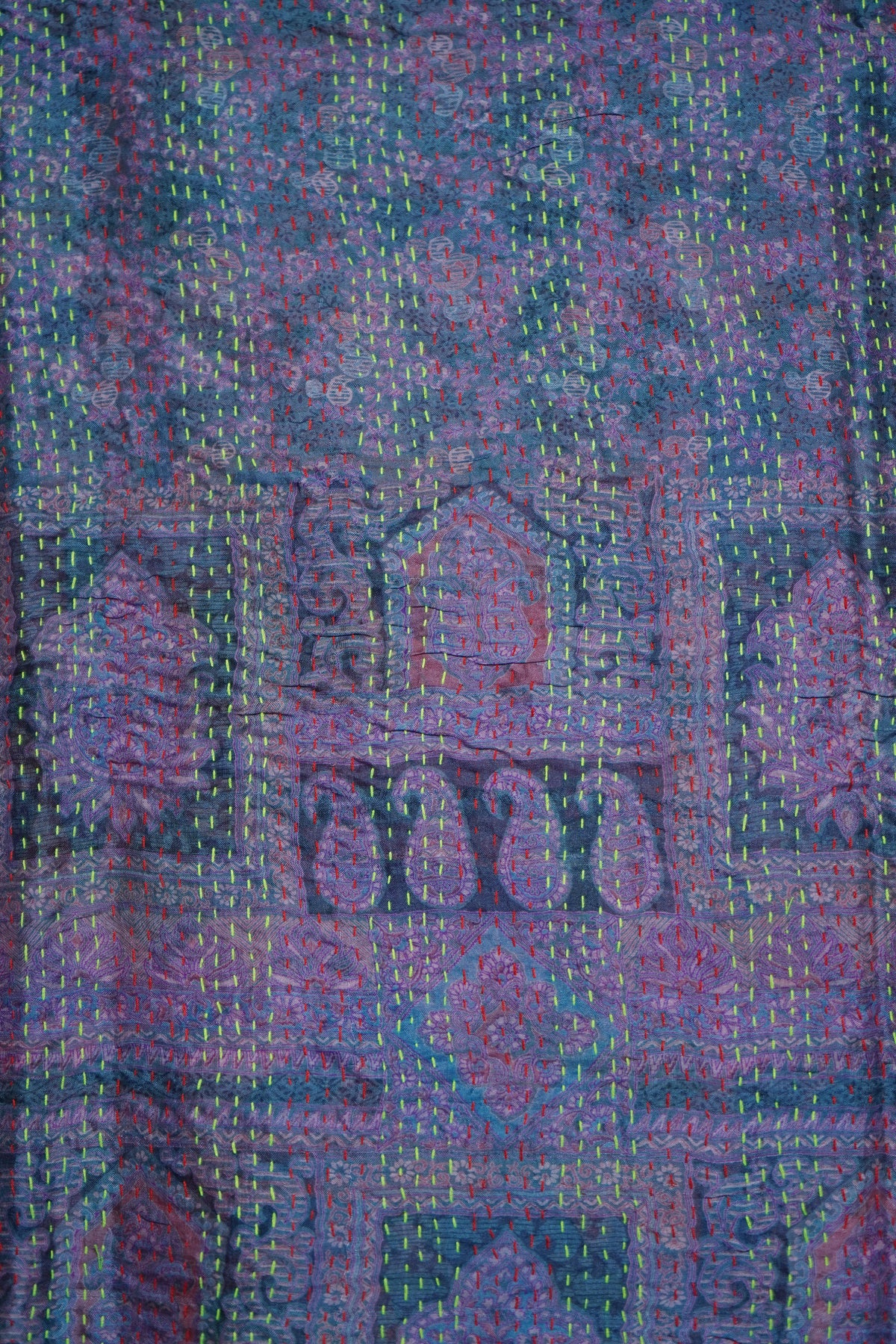 Reversible Pure Silk Kantha Work Dupatta
