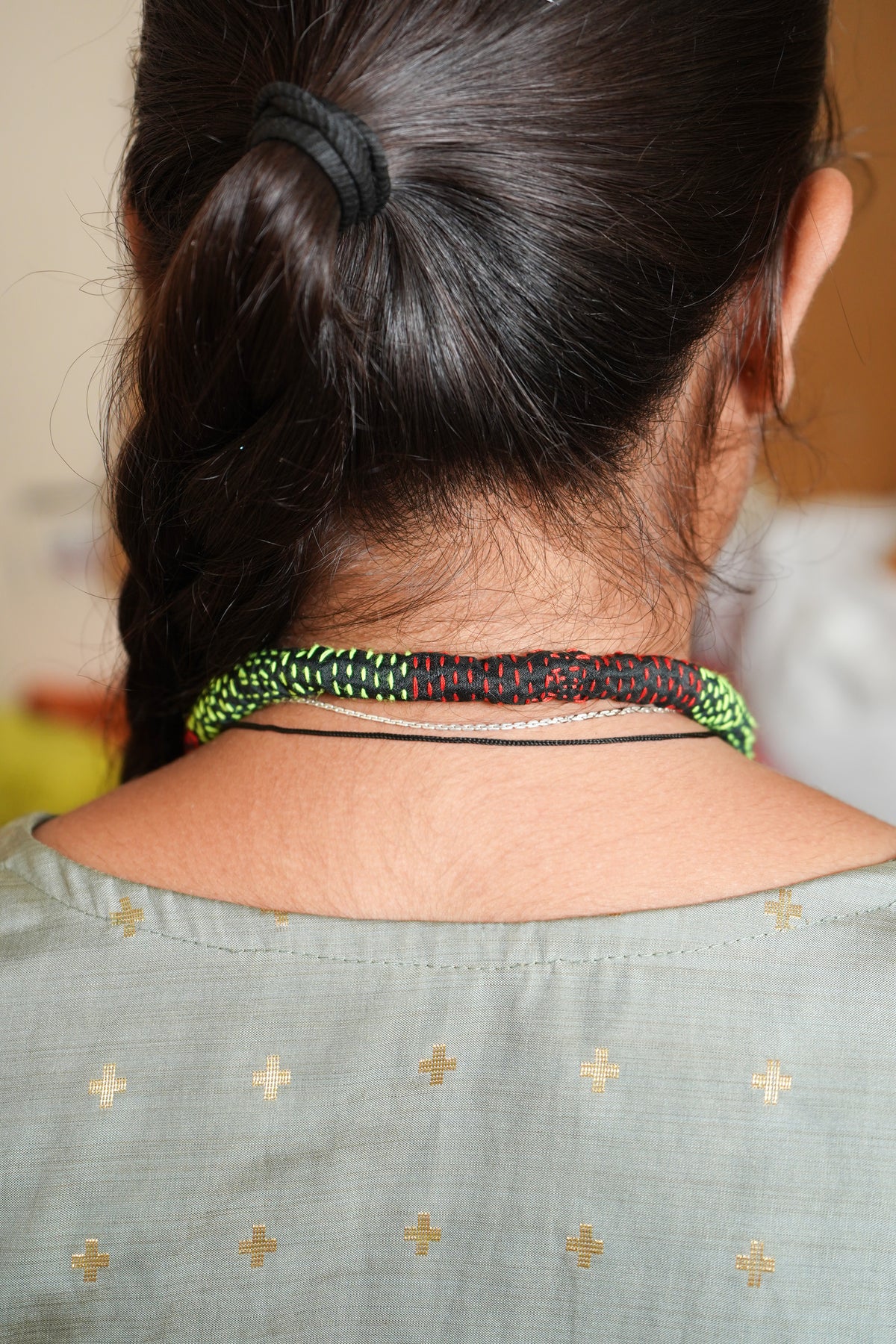 Handmade Recycled Silk Bead Necklace