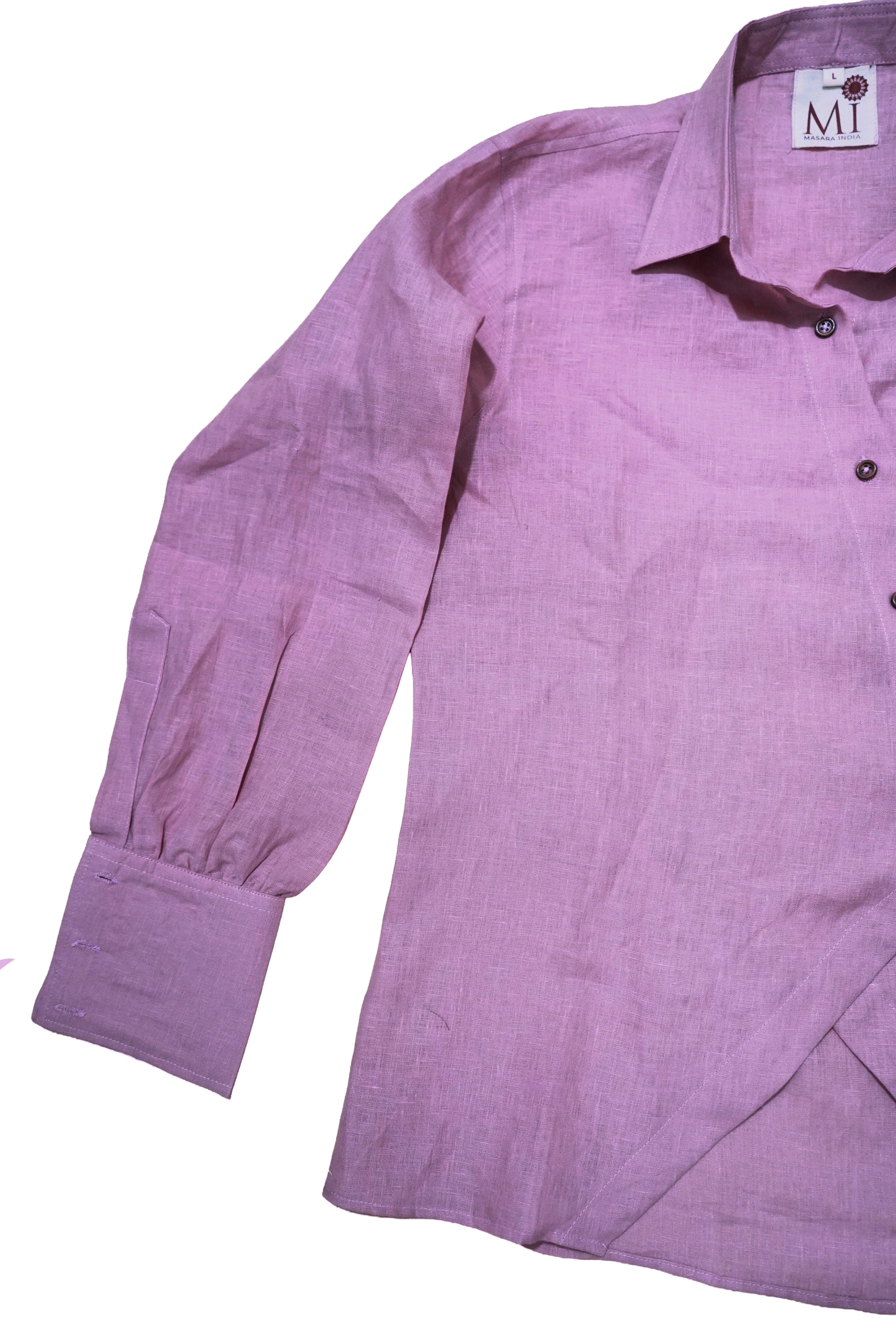 Women’s Pure Linen Dusty Pink Shirt – Elegant Casual Summer Wear