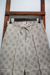 Women’s Pure Linen Beige Box Pleated Trousers