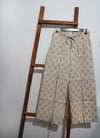 Women’s Pure Linen Beige Box Pleated Trousers