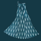 Women’s Pure Cotton Ikat Teal Flared Trousers