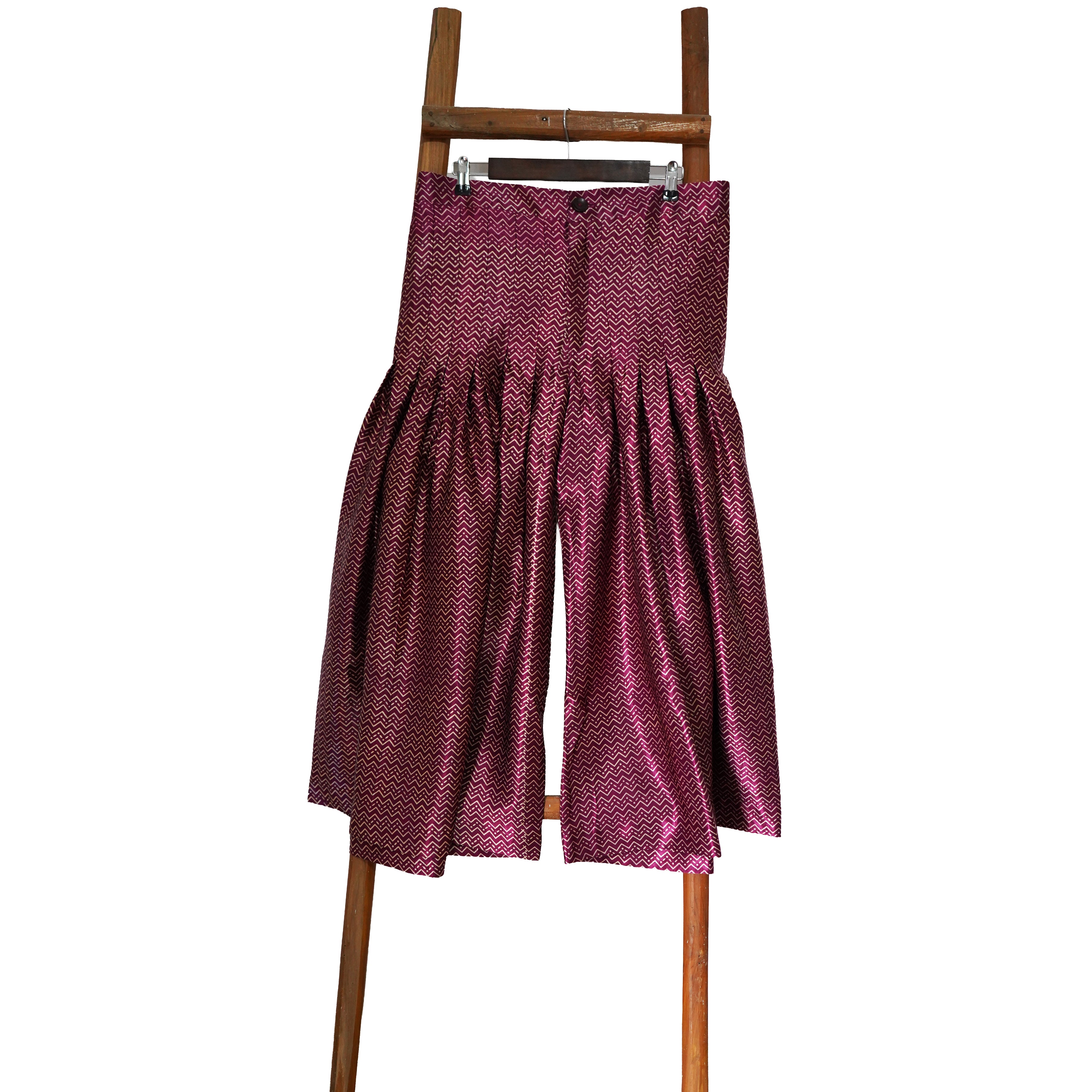 Women’s Gajji Silk Burgundy Pleated Trousers