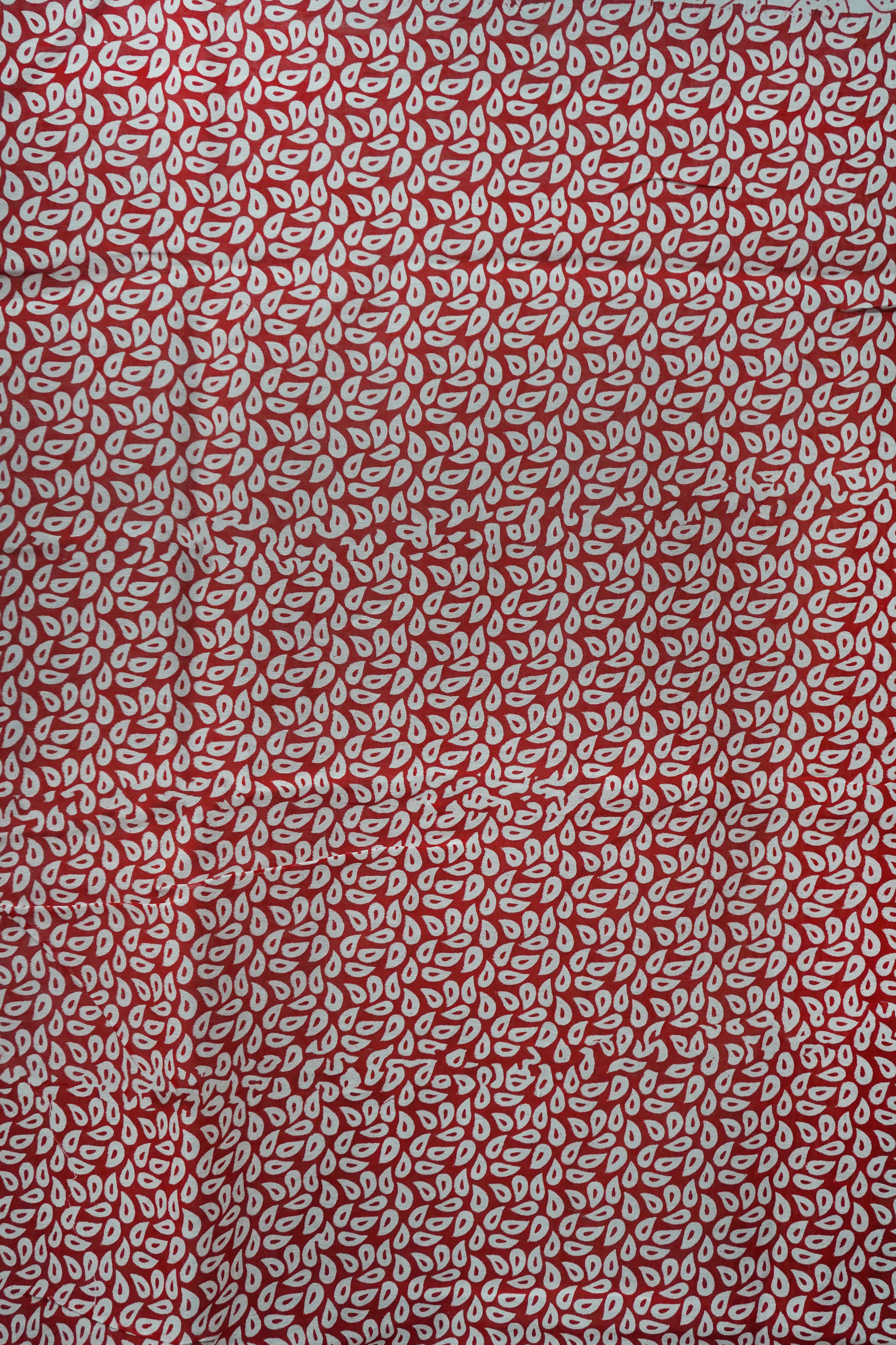 Chanderi Cotton Silk Red & White Batik Print Saree