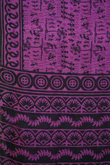 Elegant Rani Pink & Black Tribal Print Chanderi Cotton Silk Saree with Blouse Piece