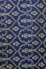 Regal Indigo Blue & Rust Chanderi Cotton Silk Saree Heritage Ajrak Print Design Saree with Blouse Piece