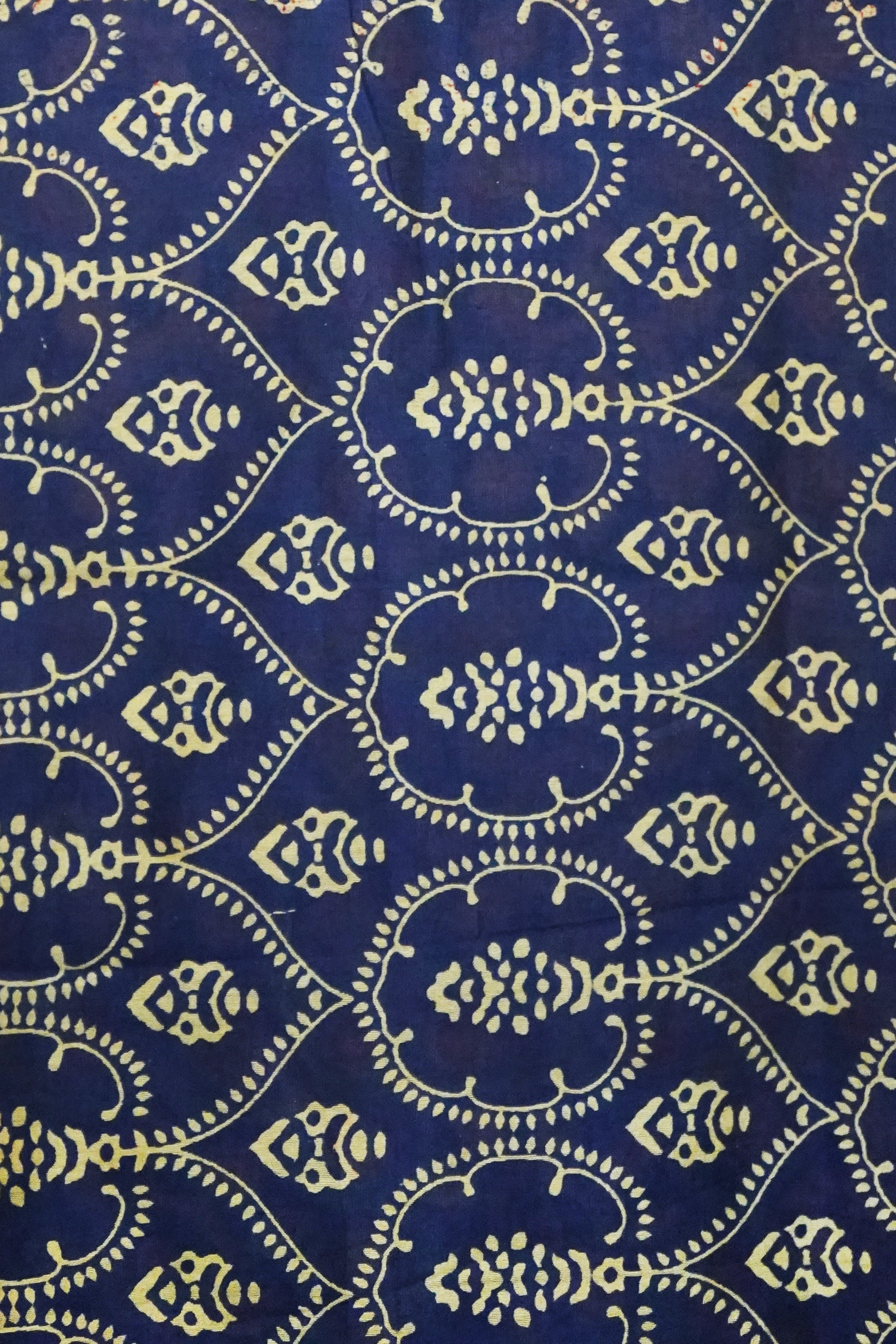 Regal Indigo Blue & Rust Chanderi Cotton Silk Saree Heritage Ajrak Print Design Saree with Blouse Piece