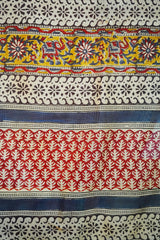 Elegant RedChanderi Cotton Silk Saree with Block Print with Blouse Piece
