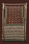 Exquisite Deep Maroon & Olive Green Chanderi Cotton Silk Saree with Blouse Piece