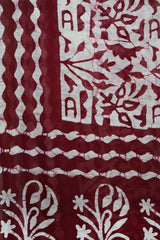 Elegant Maroon & White Batik Print Chanderi Cotton Silk Saree with Blouse Piece