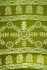 Lime Green Cotton Silk ChanderiSareeDabu Print With Blouse Piece