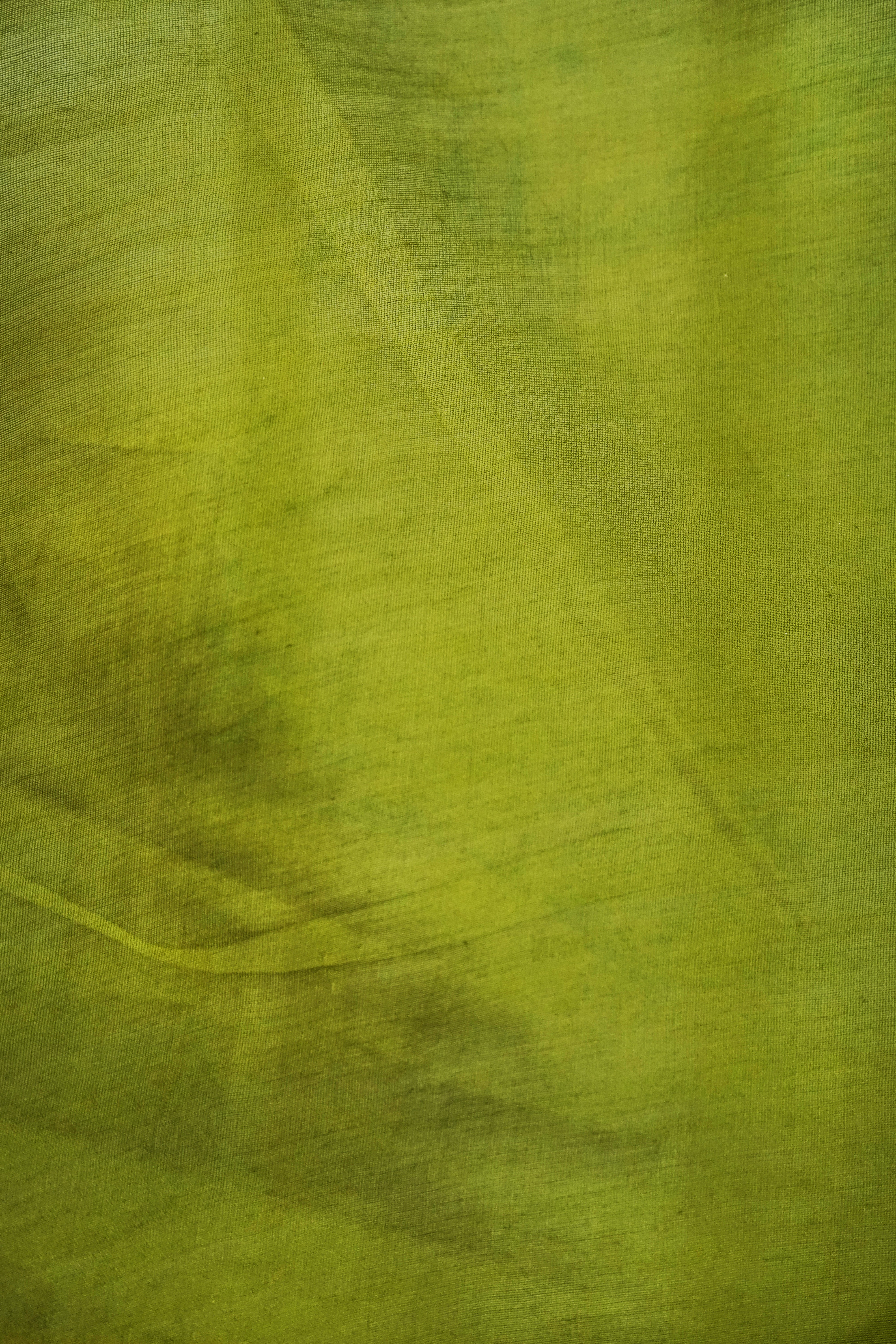 Lime Green Cotton Silk ChanderiSareeDabu Print With Blouse Piece