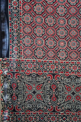 Elegant Cotton Silk Chanderi Saree with Ajrak PrintDesign | with Blouse Piece