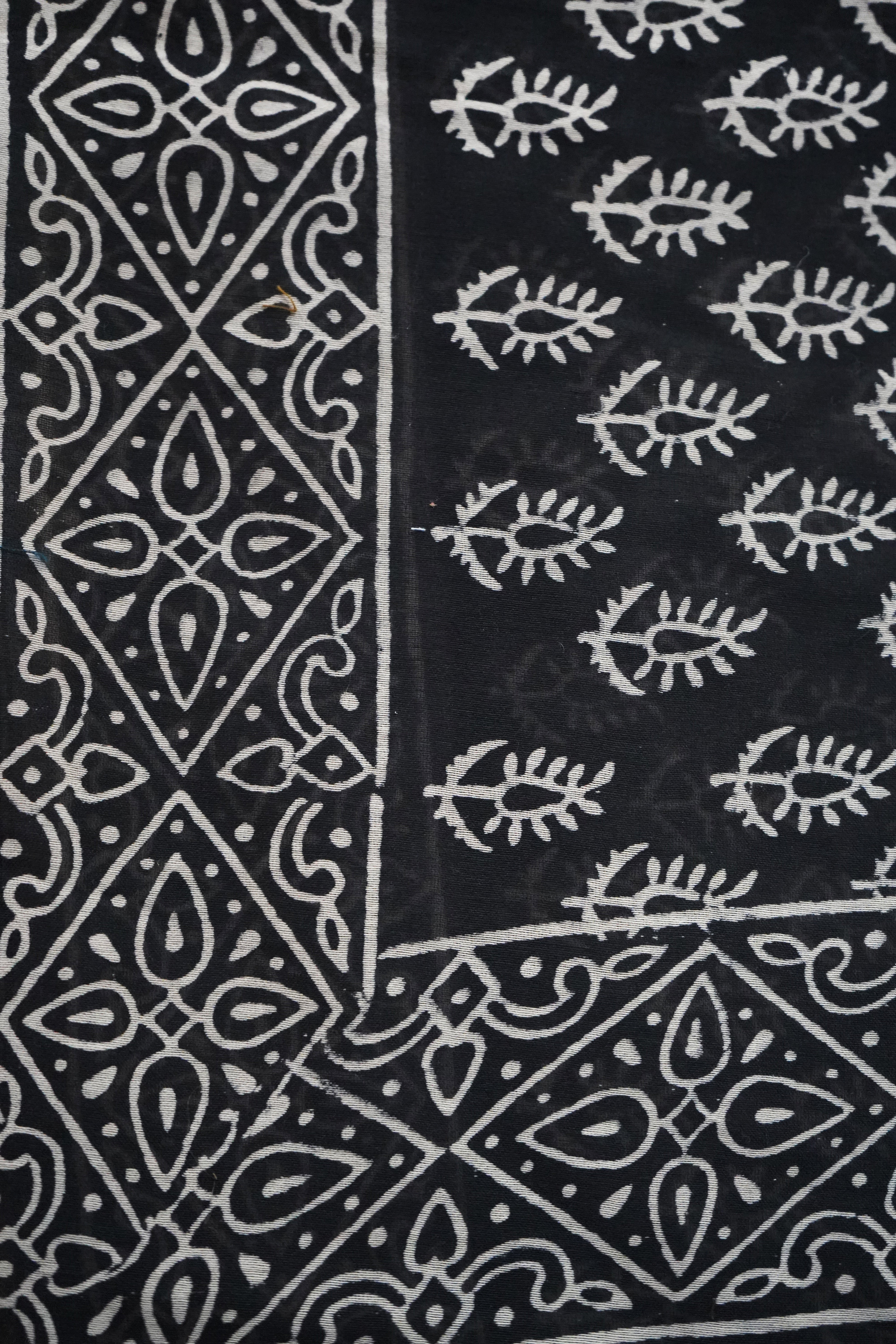 Black & White Cotton Silk Chanderi Saree with Elegant Ethnic Print