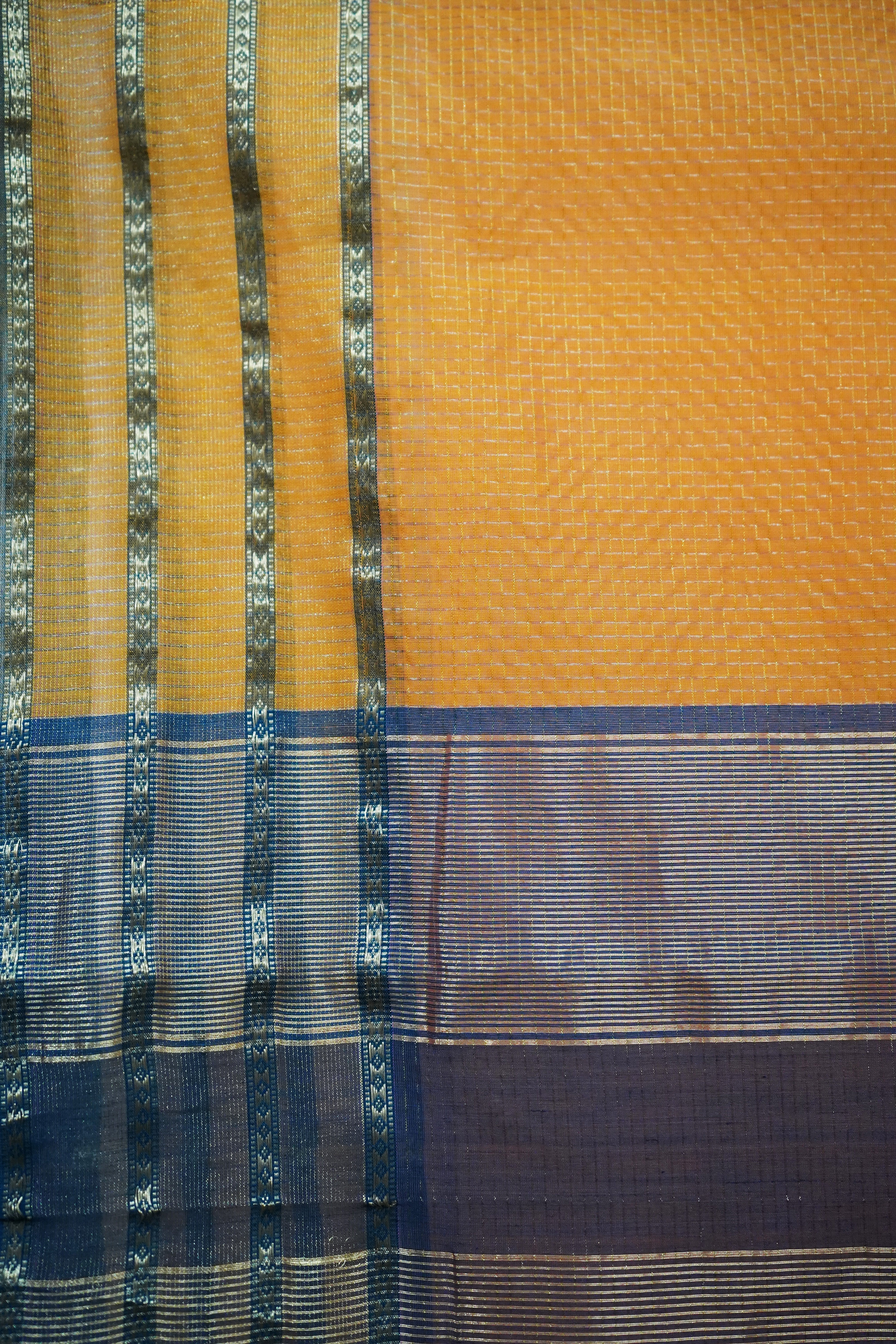 Maheshwari Cotton Silk Saree with Small Check Border