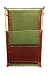 Maheshwari Cotton Silk Saree Check Pattern with Maroon Silk Border & Golden Zari