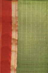 Maheshwari Cotton Silk Saree Check Pattern with Maroon Silk Border & Golden Zari