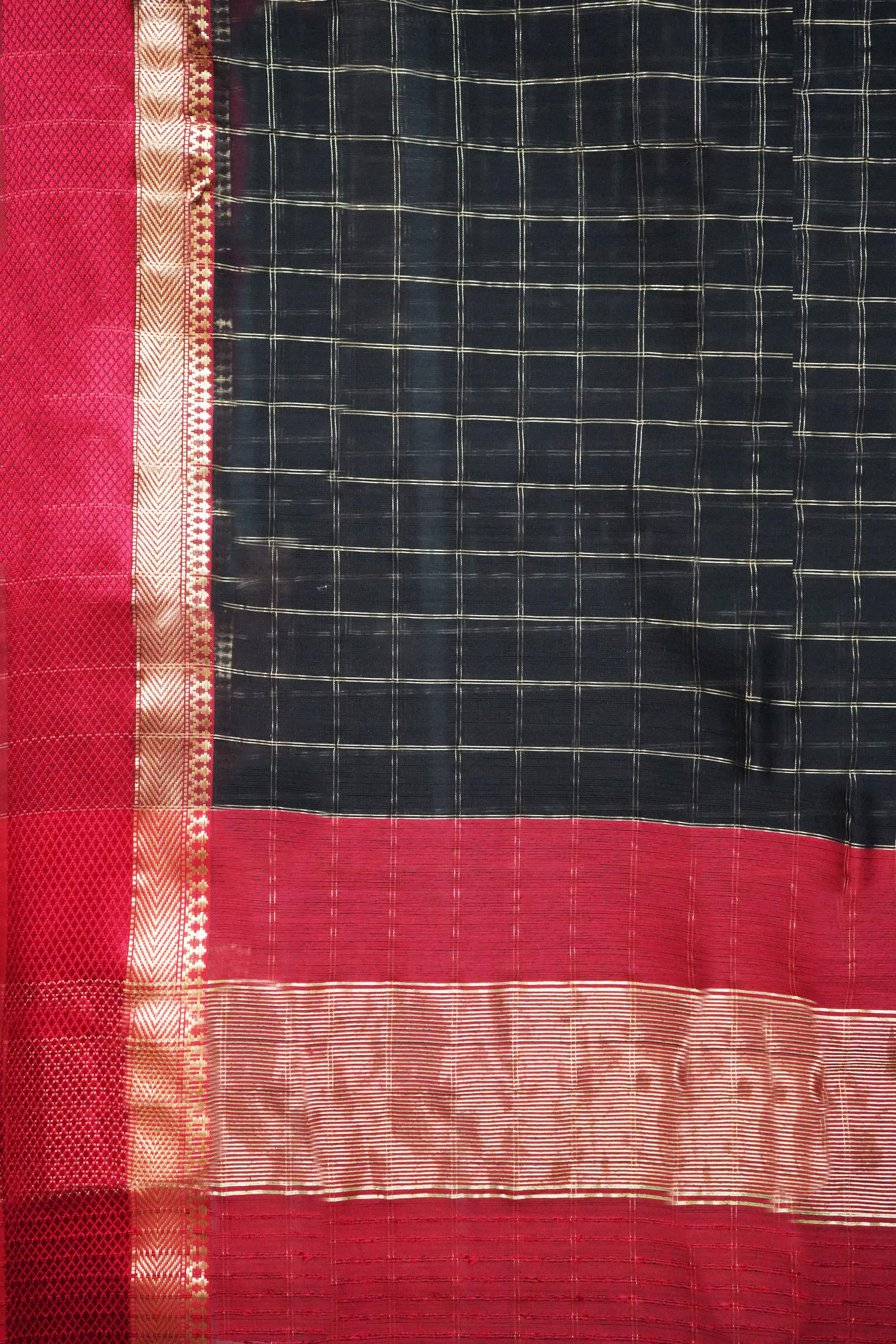 Maheshwari Cotton Silk Saree with Silk Check Border