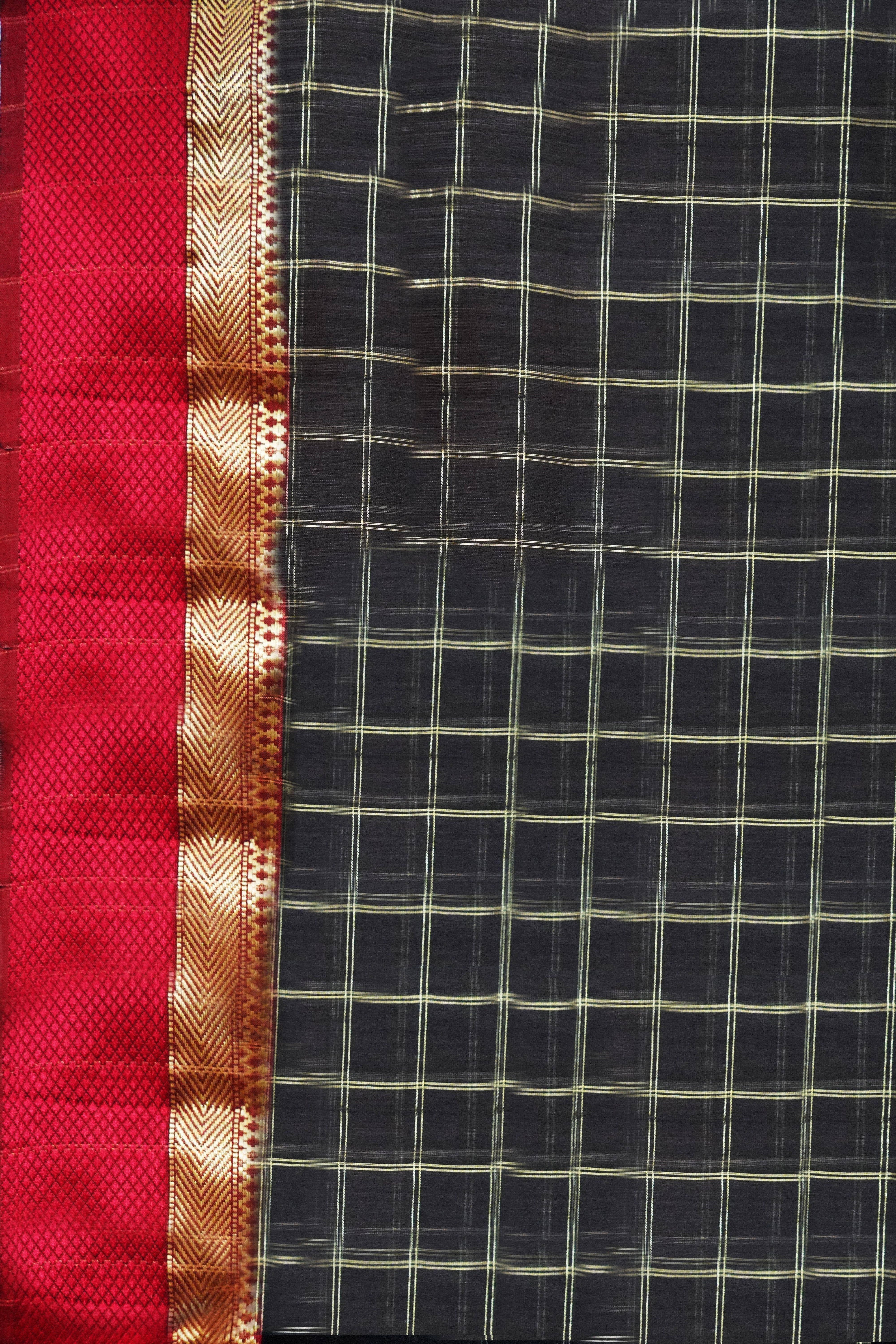 Maheshwari Cotton Silk Saree with Silk Check Border