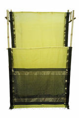Elegant Yellow Maheshwari Cotton Silk Check Border Saree