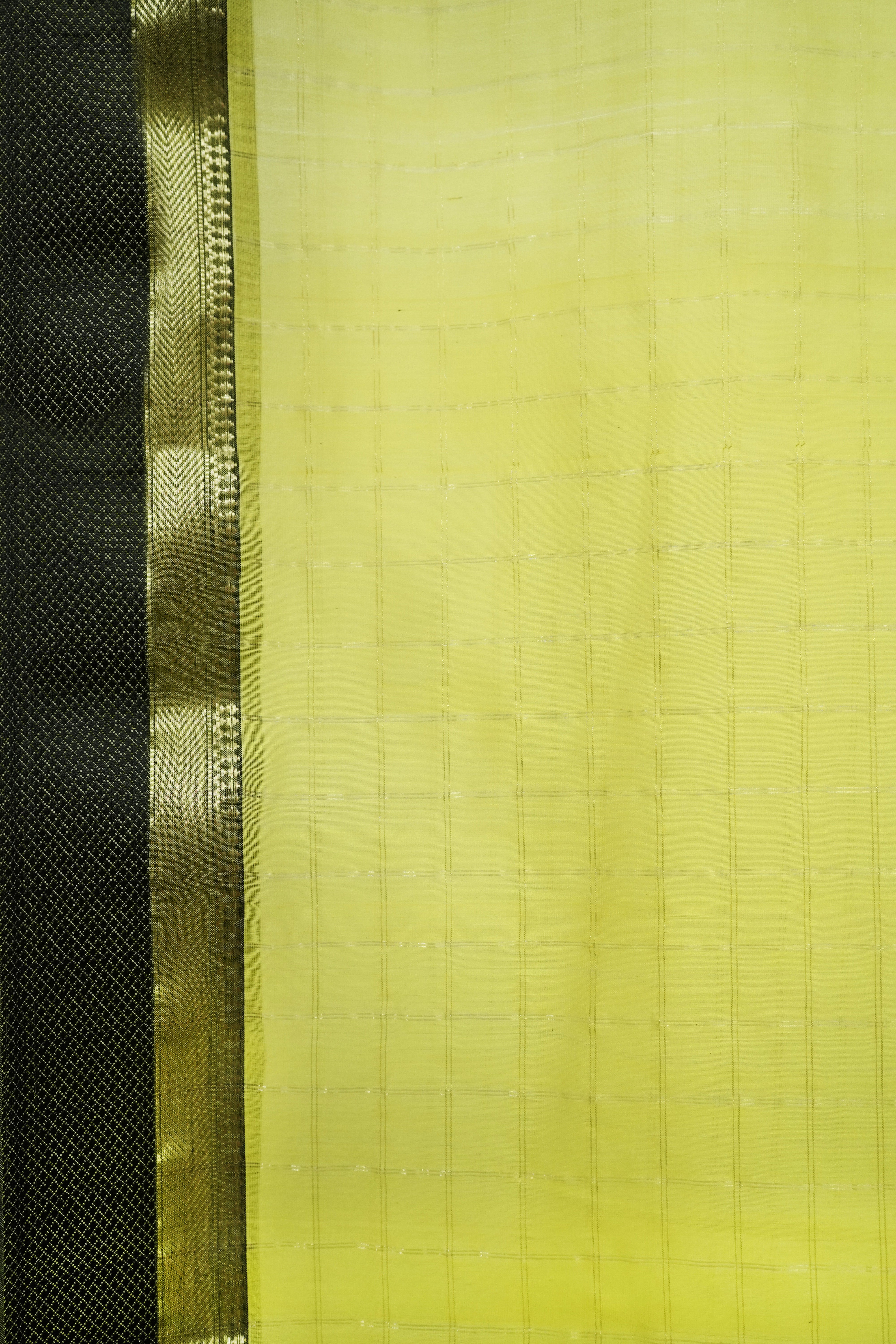 Elegant Yellow Maheshwari Cotton Silk Check Border Saree