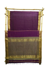Maheshwari Cotton Silk Royal Purple Silk Check Border Saree