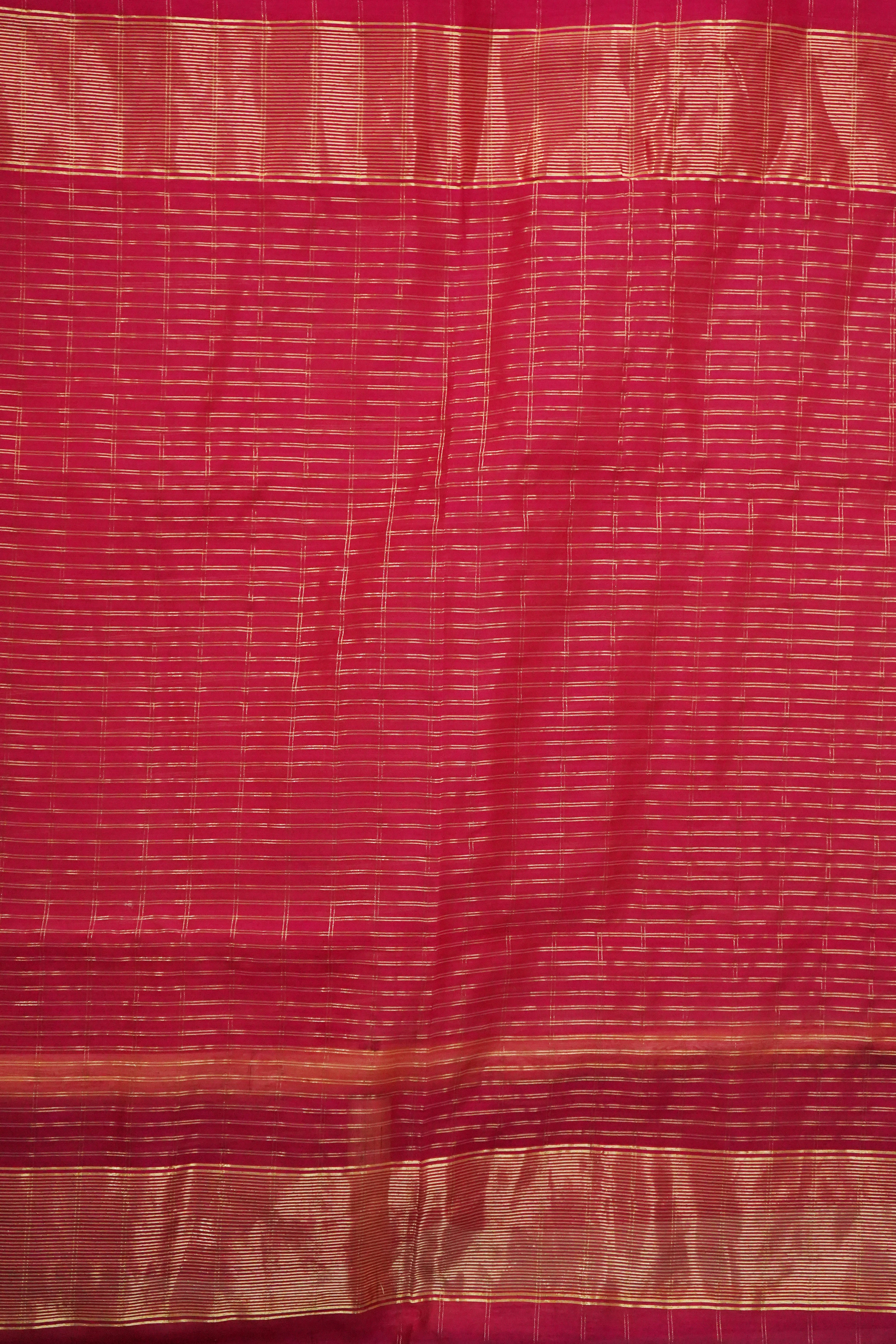 Maheshwari Cotton Silk Rani Pink Silk Check Border Saree