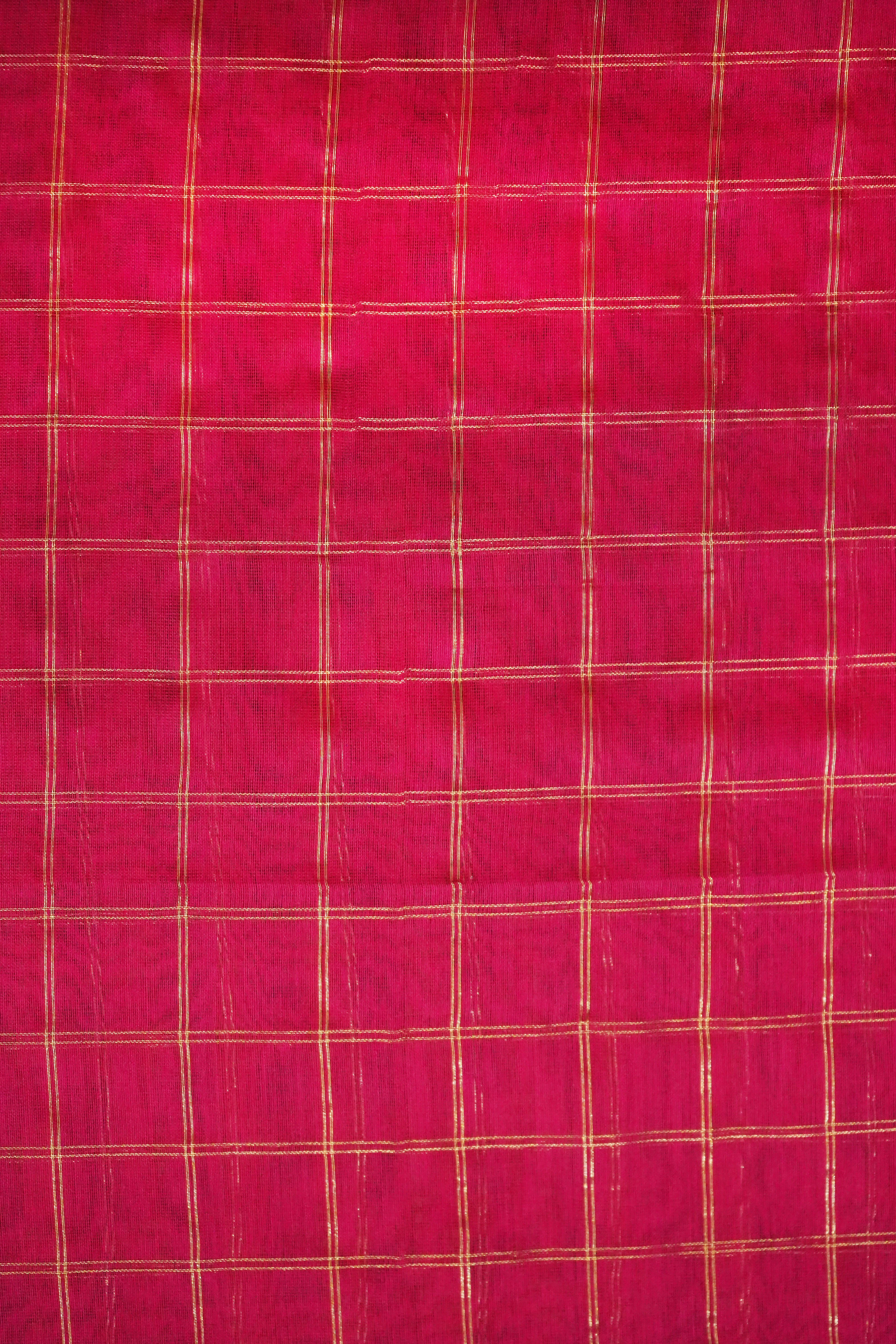 Maheshwari Cotton Silk Rani Pink Silk Check Border Saree