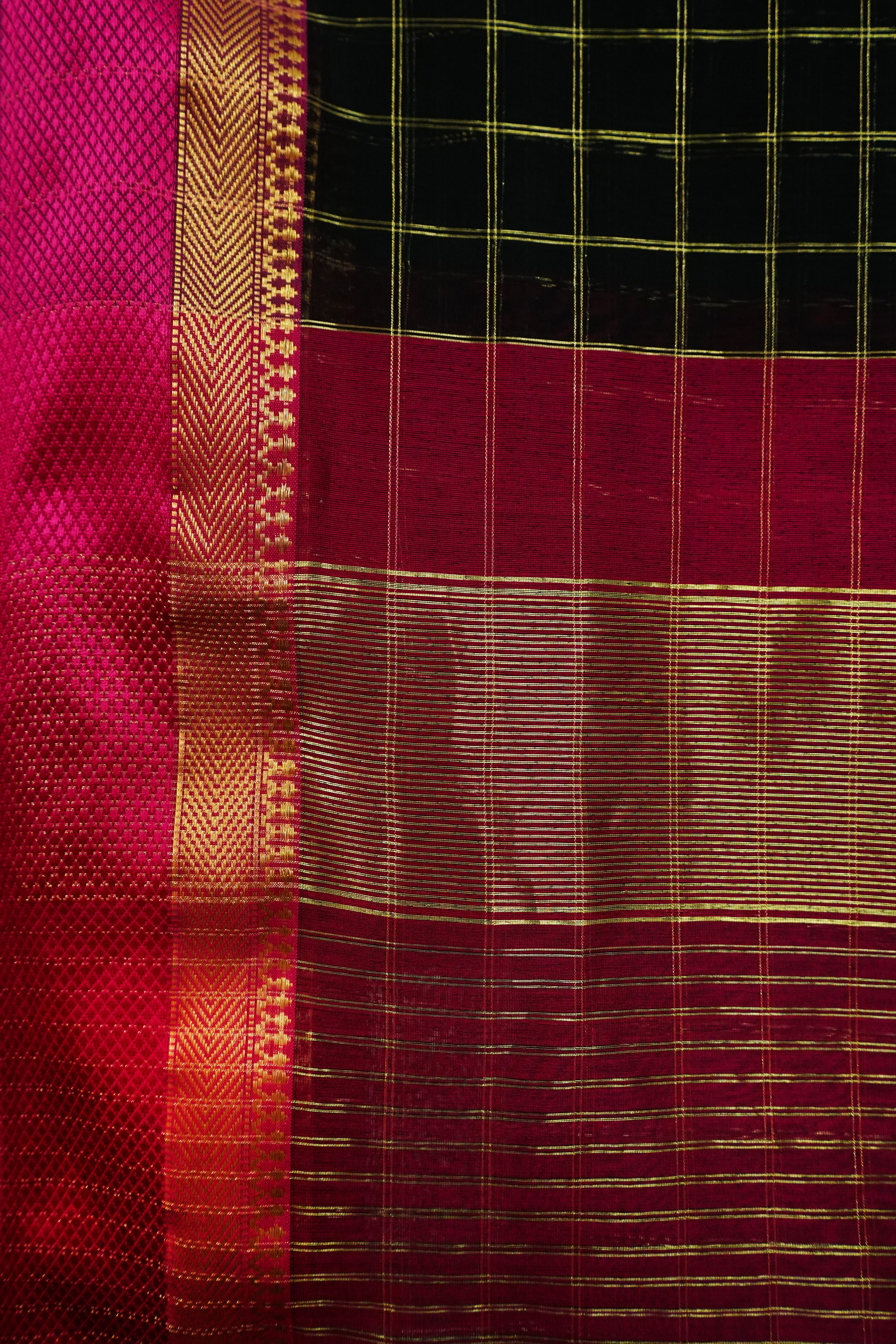 Maheshwari Cotton Silk Silk Border Check Saree